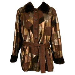 Veste « Patchwork » Yves Saint Laurent en cuir et fourrure