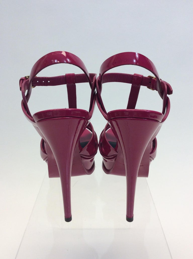 Yves Saint Laurent Patent Leather Magenta Tribute Heels NIB For Sale at ...