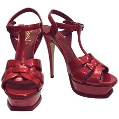 Yves Saint Laurent Patent Leather Red Tribute Heels NIB