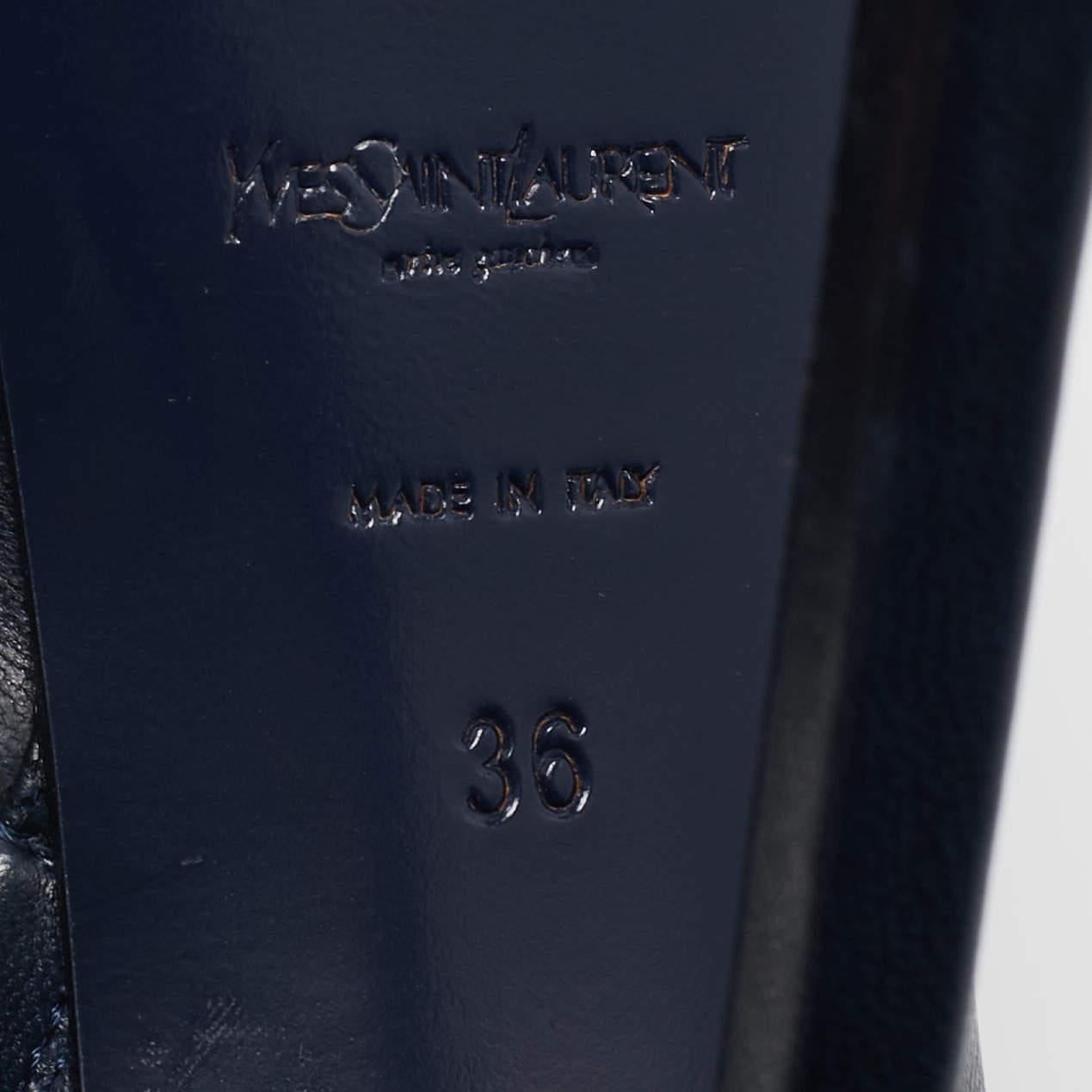 Women's Yves Saint Laurent Patent Leather Tribute Platform Ankle Boots Size 36 For Sale