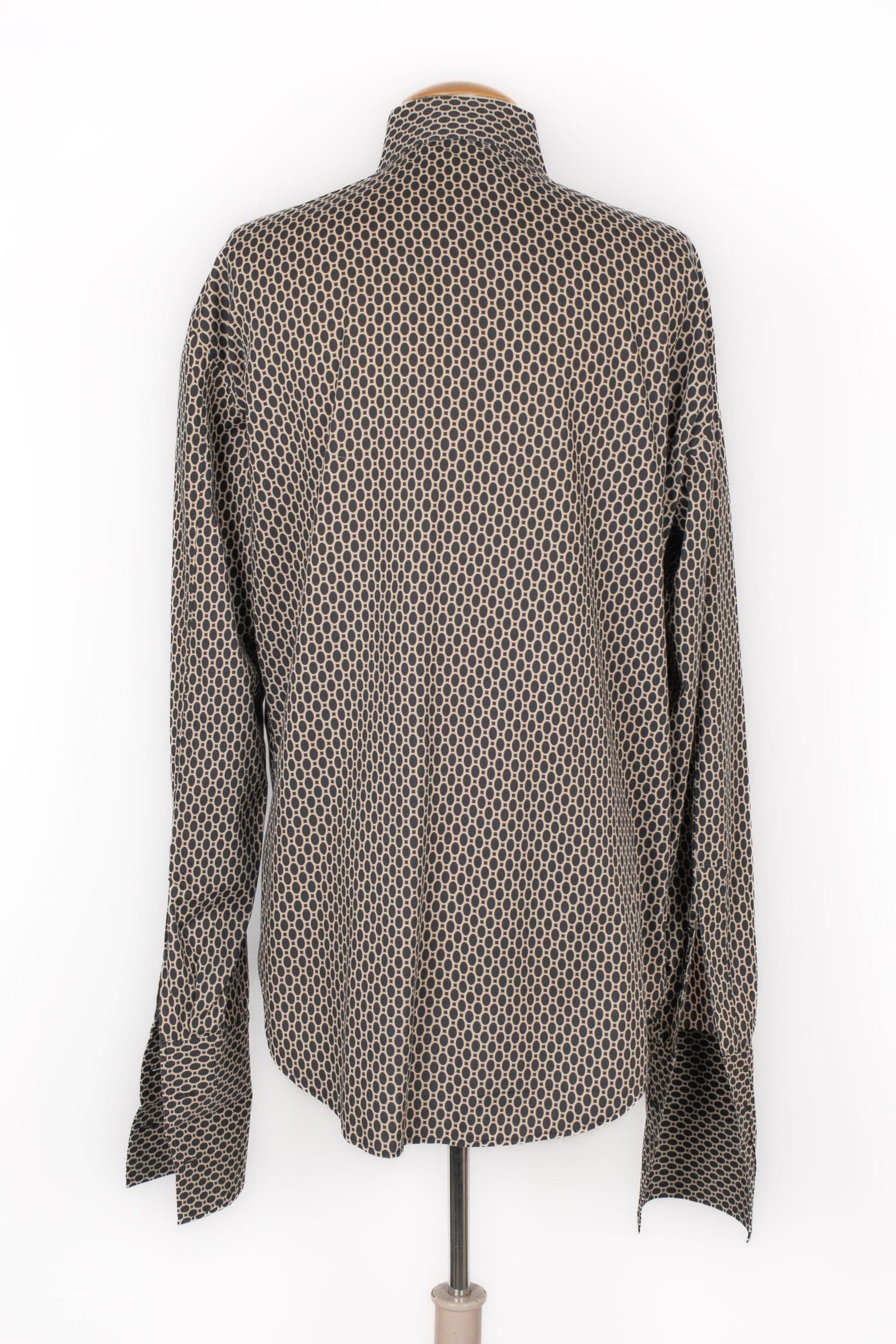 Gray Yves Saint Laurent Patterned Blended Cotton Men Shirt For Sale
