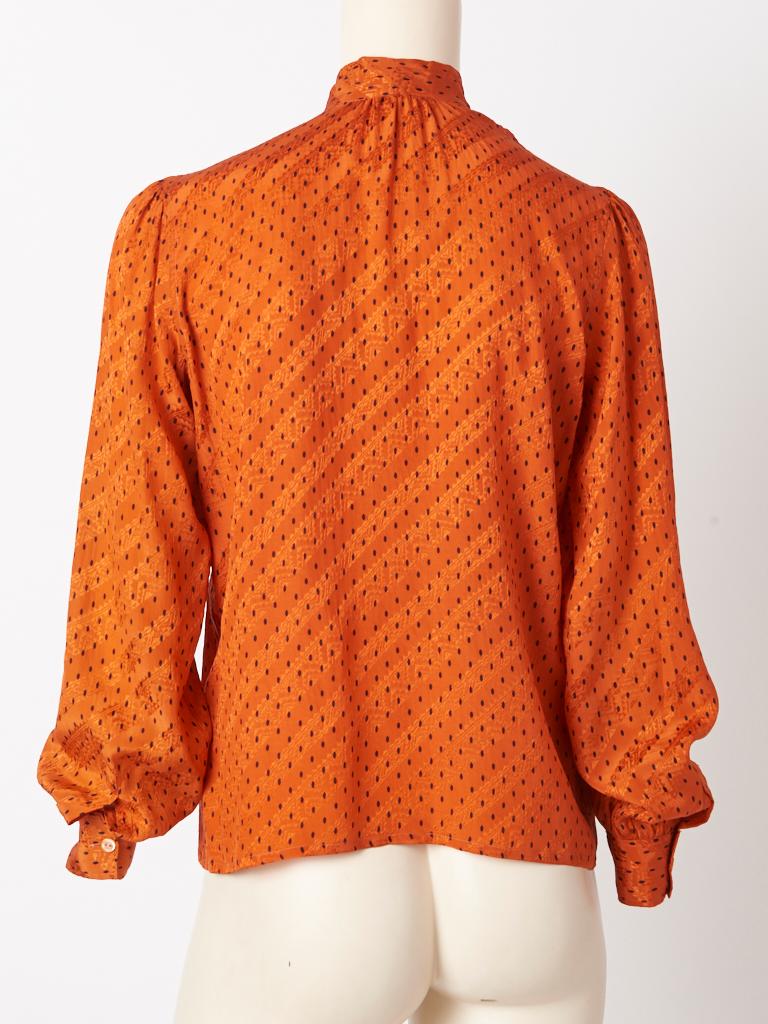 Yves Saint Laurent Patterned Silk Jacquard Blouse In Good Condition For Sale In New York, NY