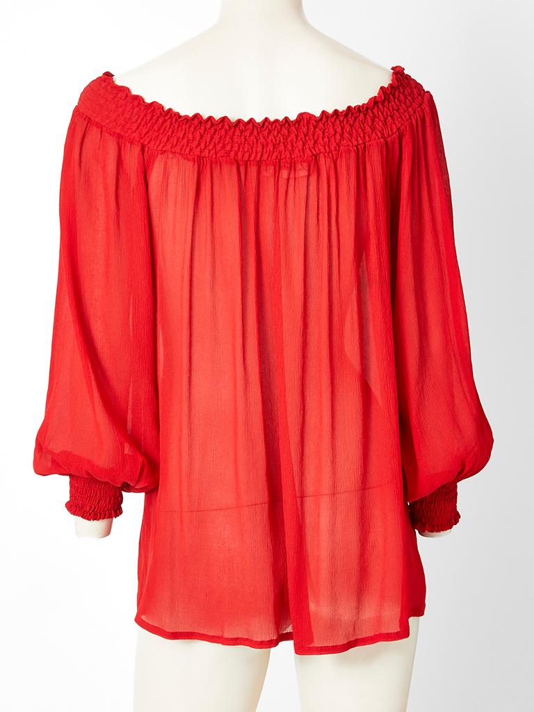 Yves Saint Laurent Peasant Blouse with Smocking Detail 1