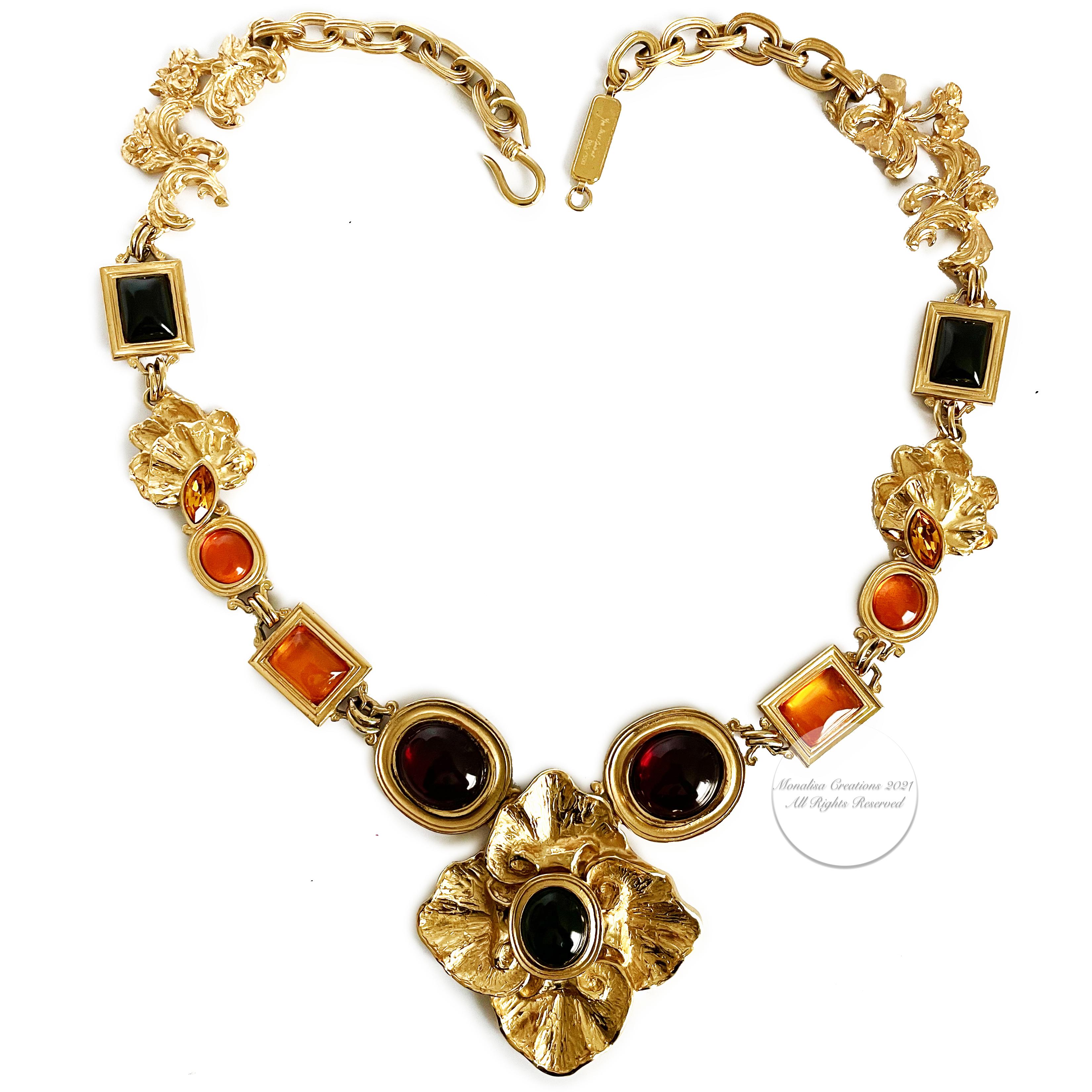 Yves Saint Laurent Pendant Necklace Abstract Statement Cabochons