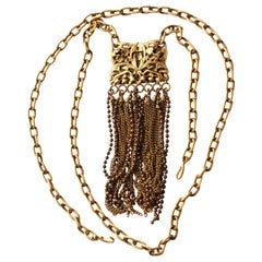 Yves Saint Laurent Pendant Necklace Belt Floral Filigree Chains Roger Scemama