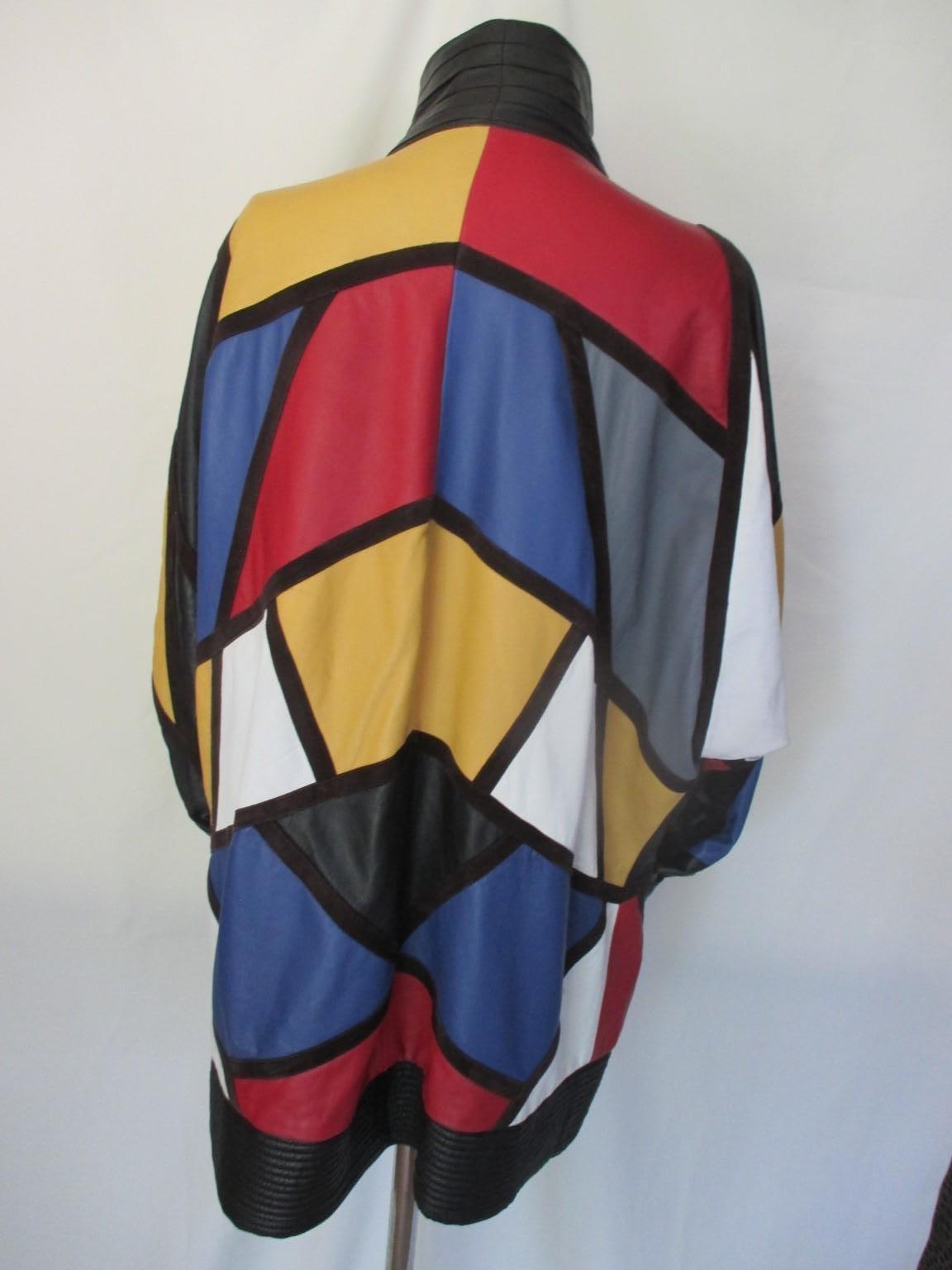 Yves Saint Laurent Cappotto in pelle Piet Mondrian Art In condizioni buone a Amsterdam, NL