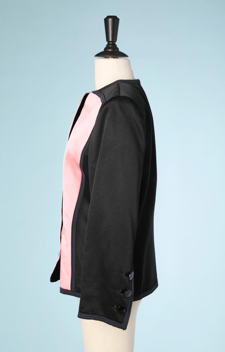 Black Yves Saint Laurent pink and black satin jacket 1988