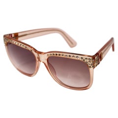 Yves Saint Laurent Pink Aviator Sunglasses With Rhinestone Accents
