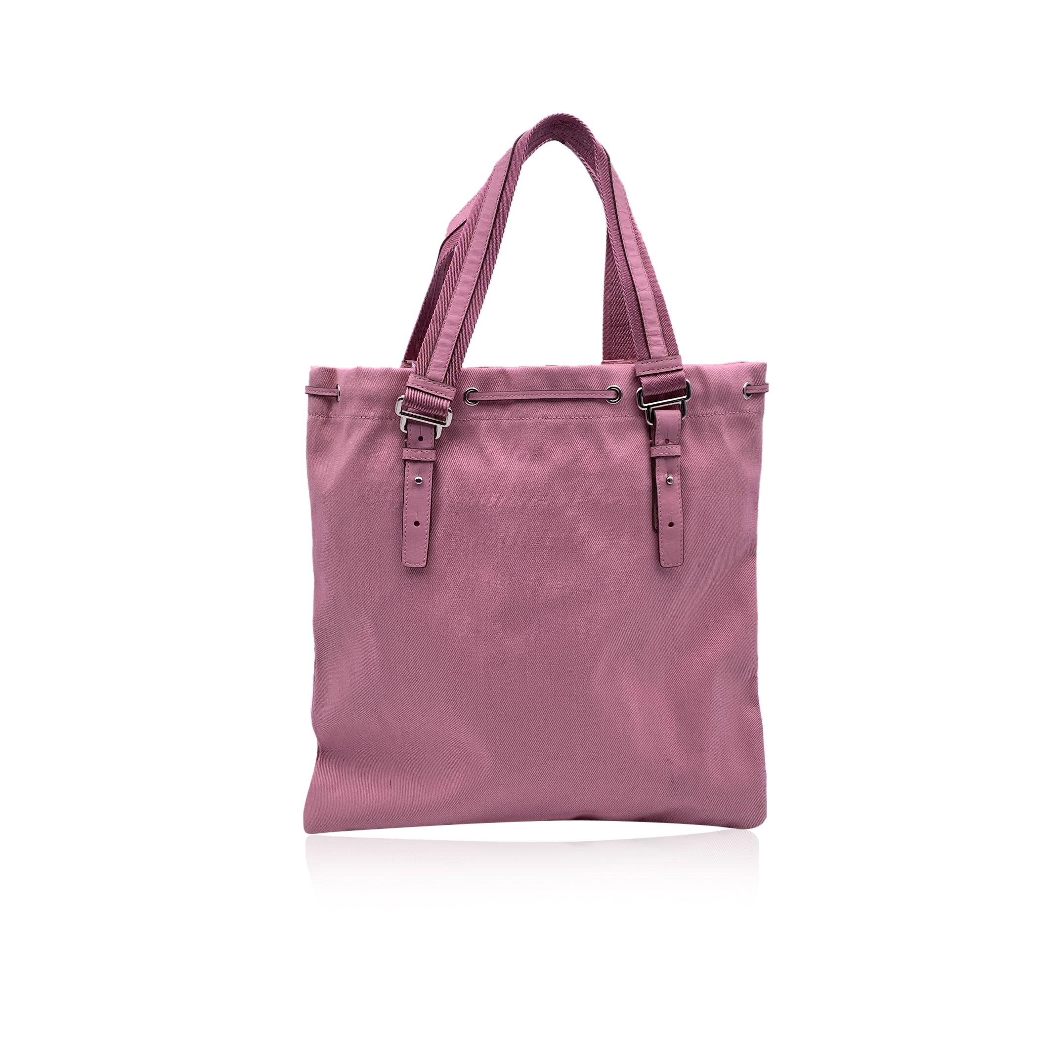 Yves Saint Laurent Pink Canvas Logo Kahala Tote Shopping Bag In Good Condition In Rome, Rome