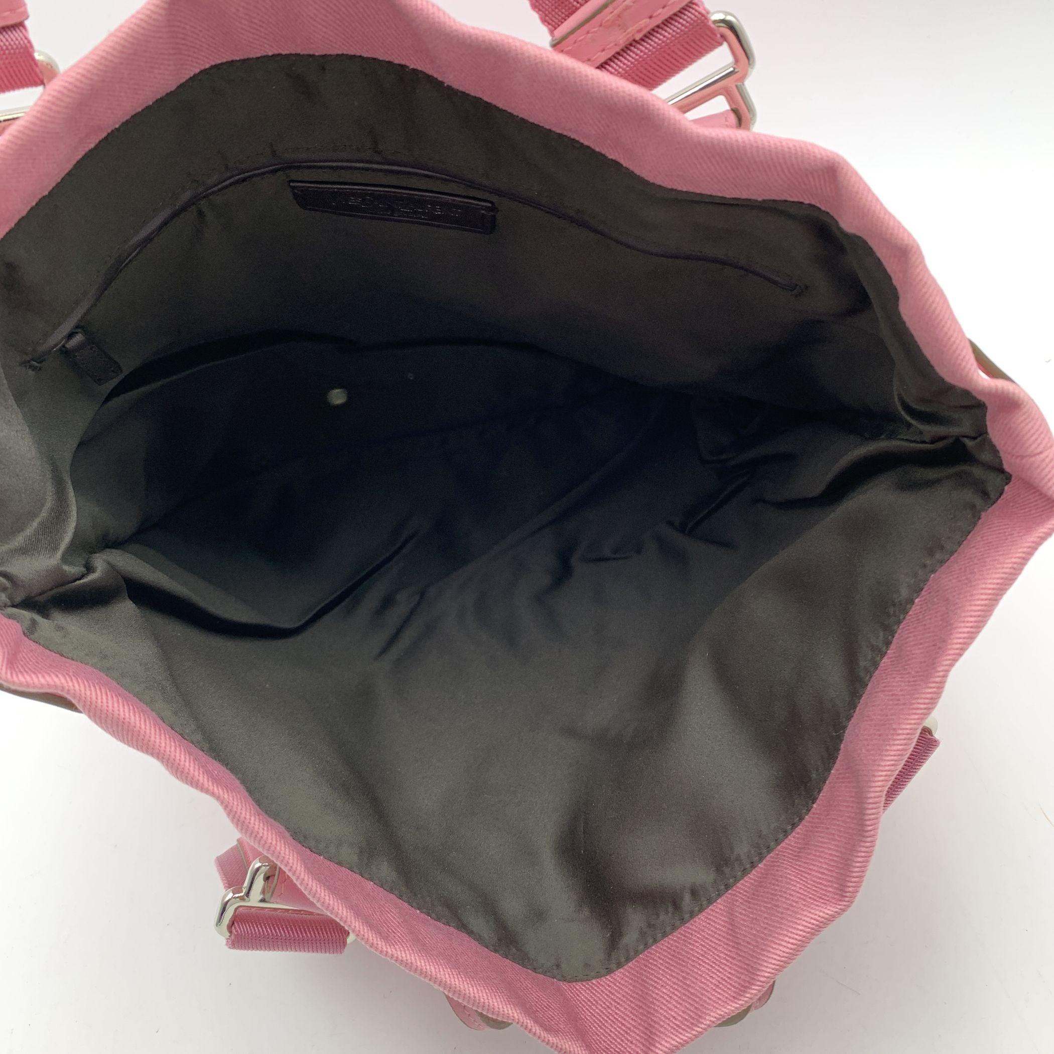 Yves Saint Laurent Pink Canvas Logo Kahala Tote Shopping Bag 1