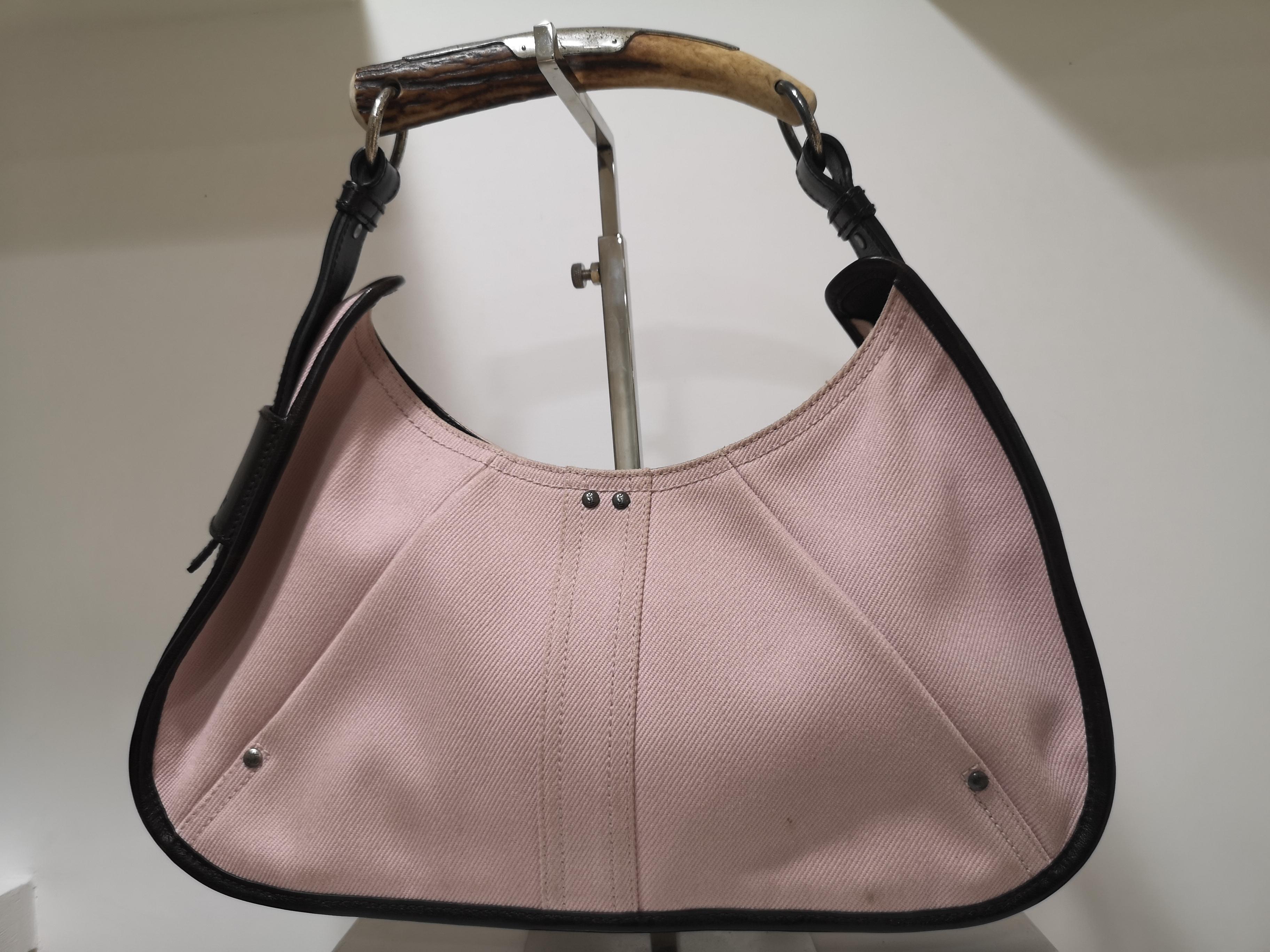 Yves Saint Laurent Pink fabric Brown leather Mombasa Bag In Good Condition For Sale In Capri, IT