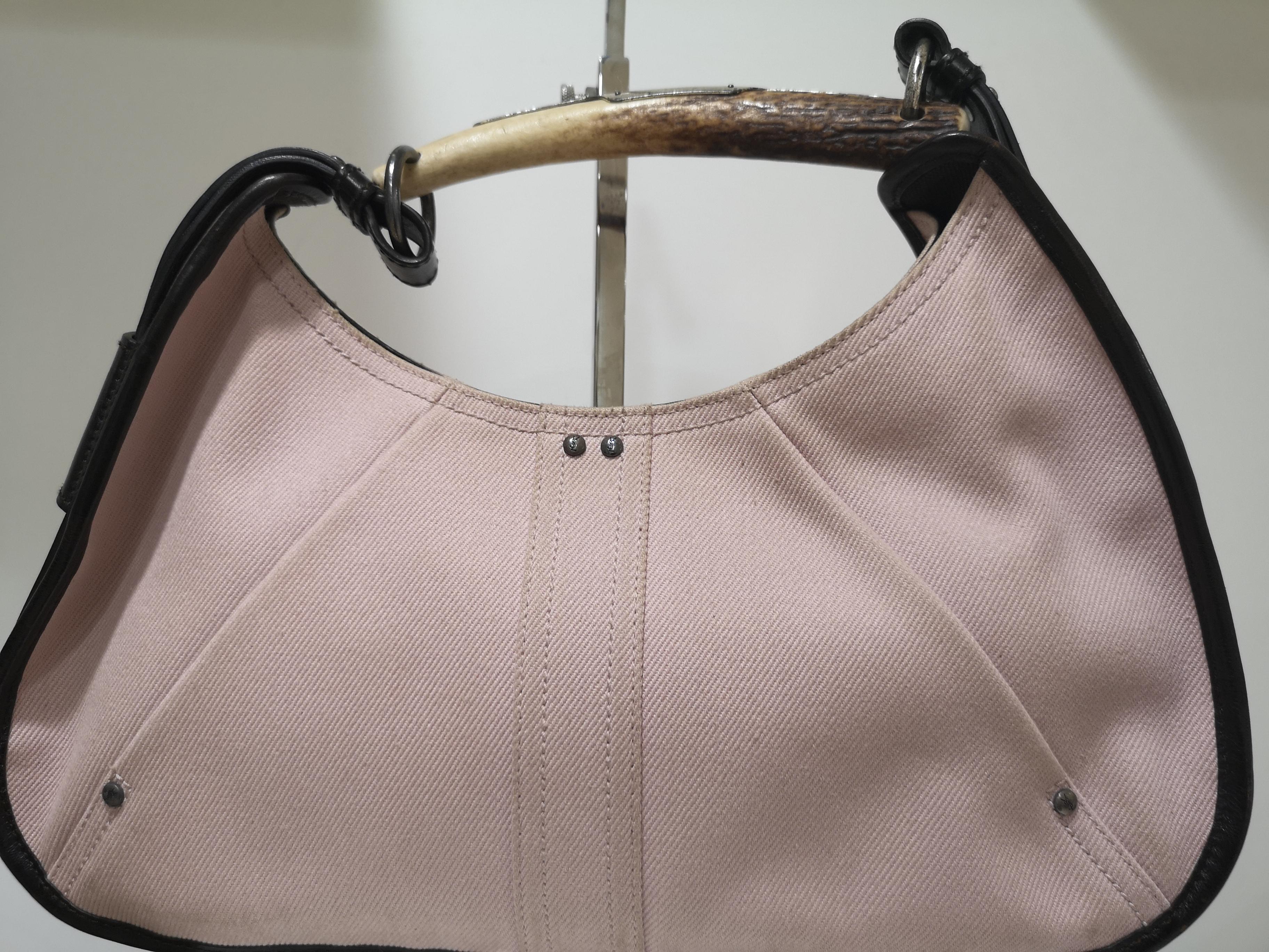 Yves Saint Laurent Rosa Stoff Braunes Leder Mombasa Tasche 4
