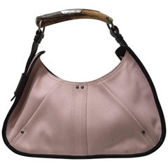 Yves Saint Laurent Rosa Stoff Braunes Leder Mombasa Tasche