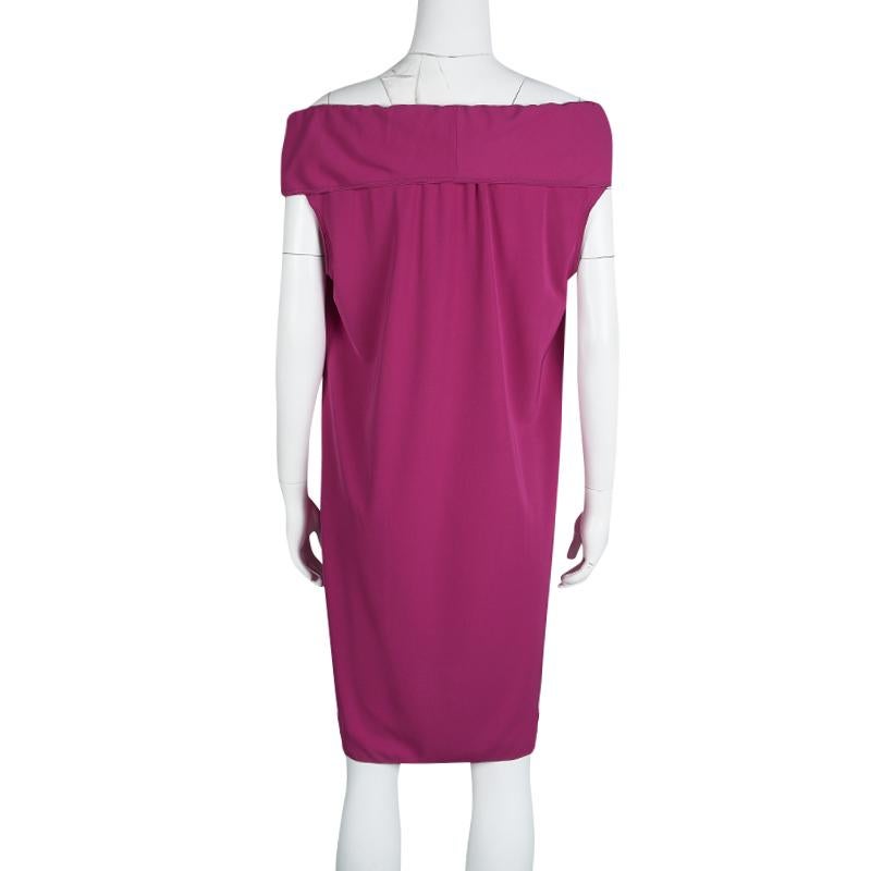 Yves Saint Laurent Pink Knit Off Shoulder Sleeveless Shift Dress S In Excellent Condition In Dubai, Al Qouz 2
