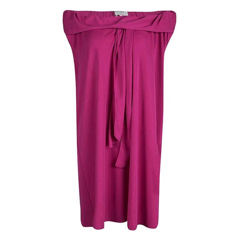Yves Saint Laurent Pink Knit Off Shoulder Sleeveless Shift Dress S For ...