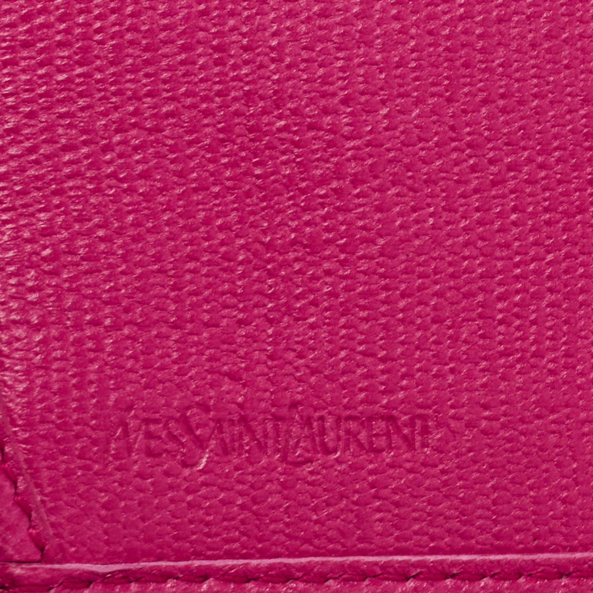 Yves Saint Laurent Pink Leather Ligne Y Charm Flap Wallet 6