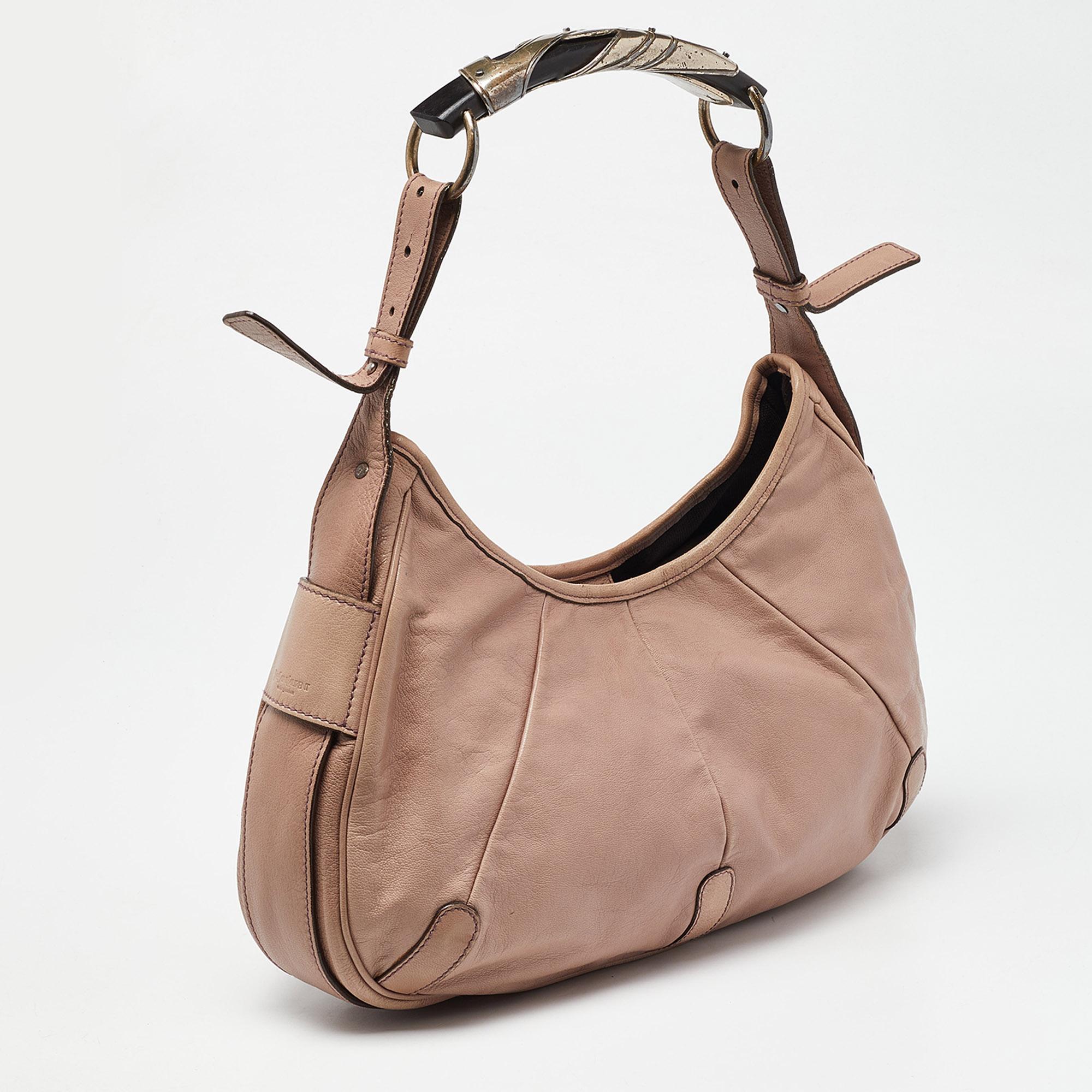 Brown Yves Saint Laurent Pink Leather Mombasa Hobo