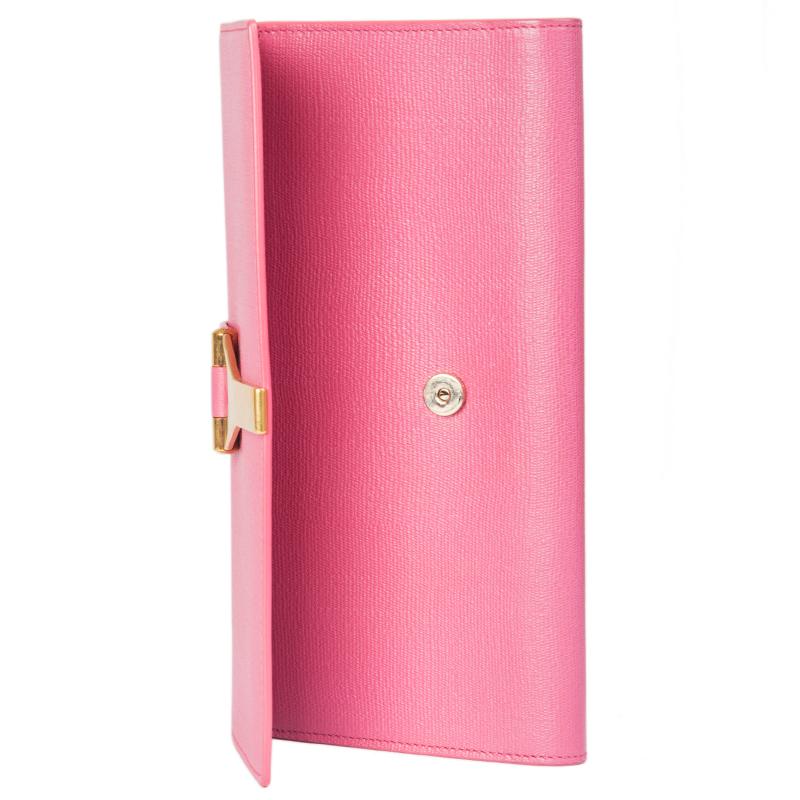 Pink YVES SAINT LAURENT pink leather Y Clutch Bag