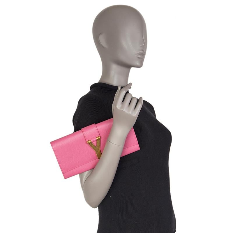 Women's YVES SAINT LAURENT pink leather Y Clutch Bag