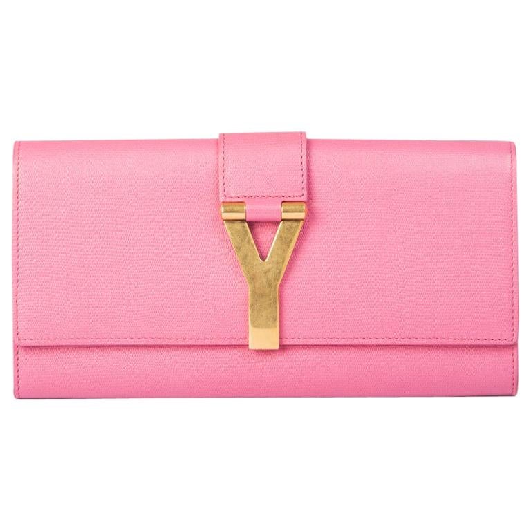 YVES SAINT LAURENT pink leather Y Clutch Bag at 1stDibs | yves saint ...
