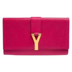 Yves Saint Laurent Pink Leather Y-Ligne Clutch