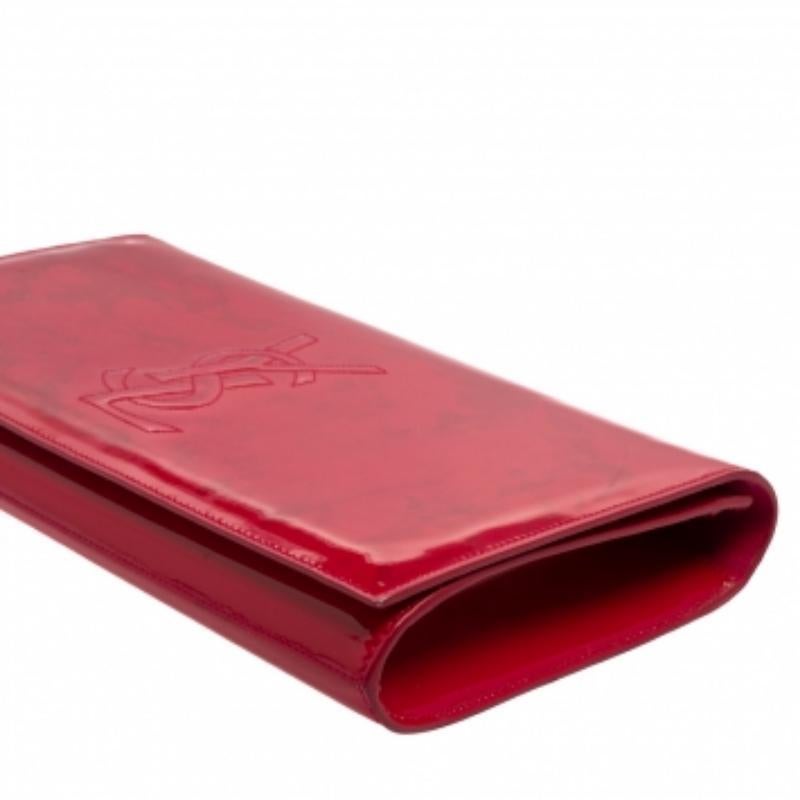 Yves Saint Laurent Pink Patent Leather Belle De Jour Flap Clutch For Sale 6