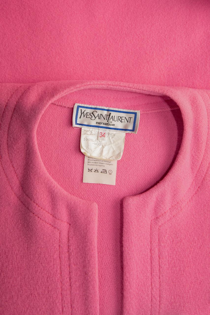 YVES SAINT LAURENT YSL Pink Pure Wool Cape or Wrap, 1980s 5