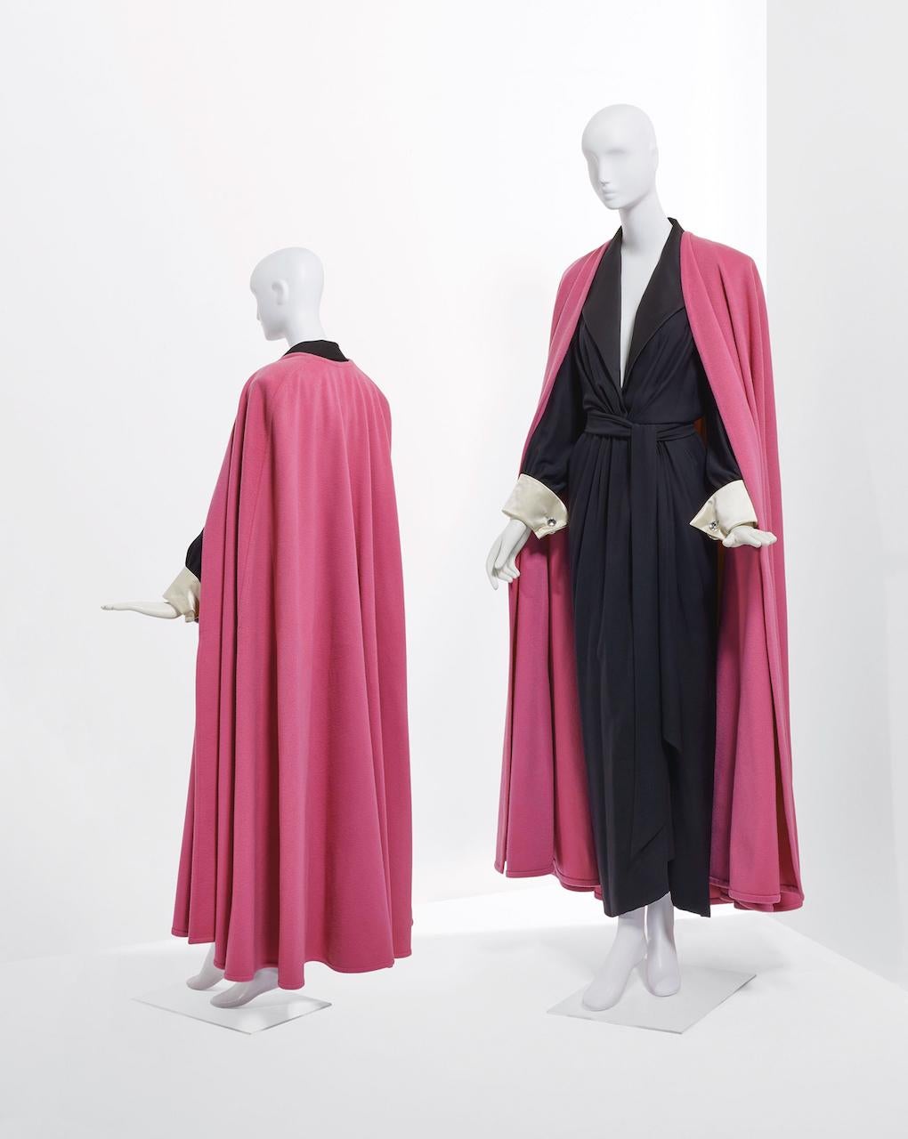 YVES SAINT LAURENT YSL Pink Pure Wool Cape or Wrap, 1980s 6