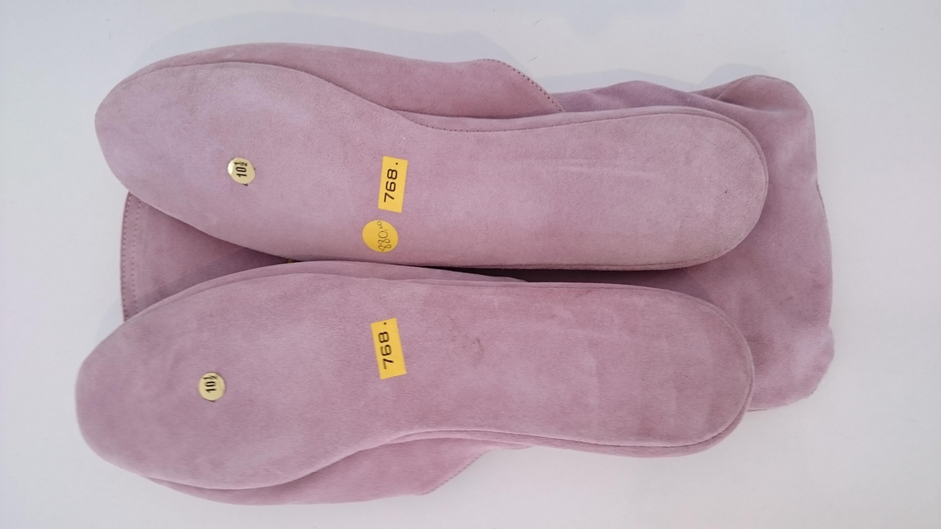 Yves Saint Laurent Pink Suede Slippers for Home. NEW. Size 10 1/2  For Sale 2