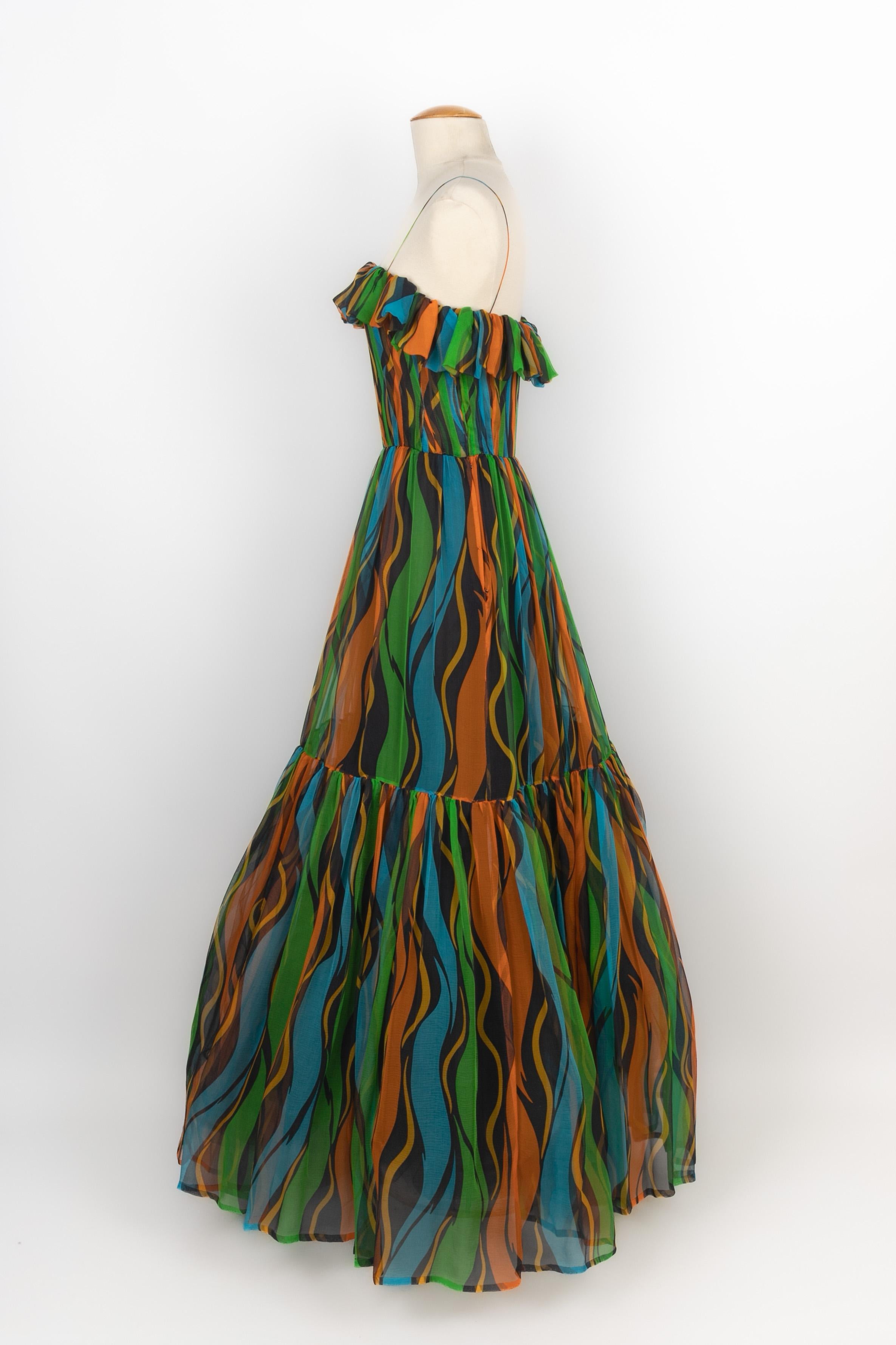 Yves Saint Laurent pleated dress Haute Couture 1980 In Excellent Condition For Sale In SAINT-OUEN-SUR-SEINE, FR