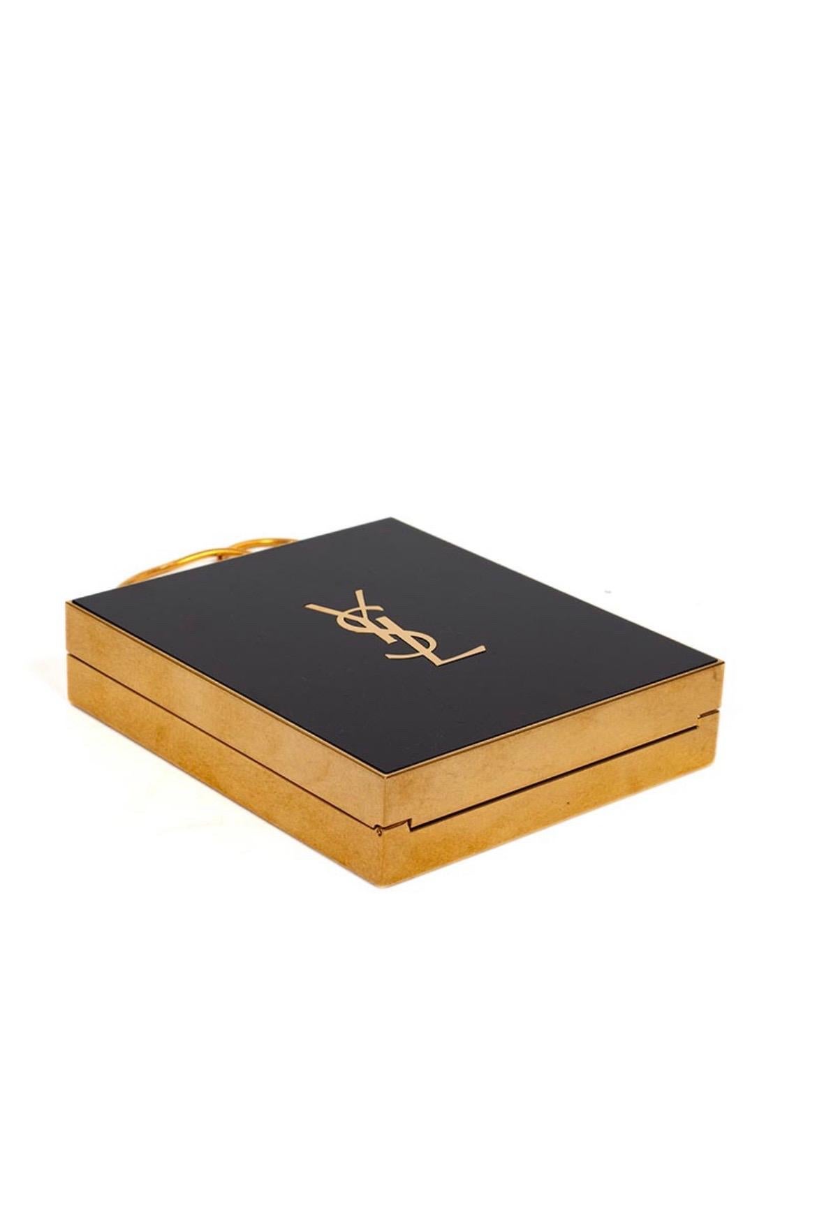 Yves Saint Laurent Plexiglass Minaudiere Tuxedo Box Clutch Black. In Excellent Condition In Carnate, IT