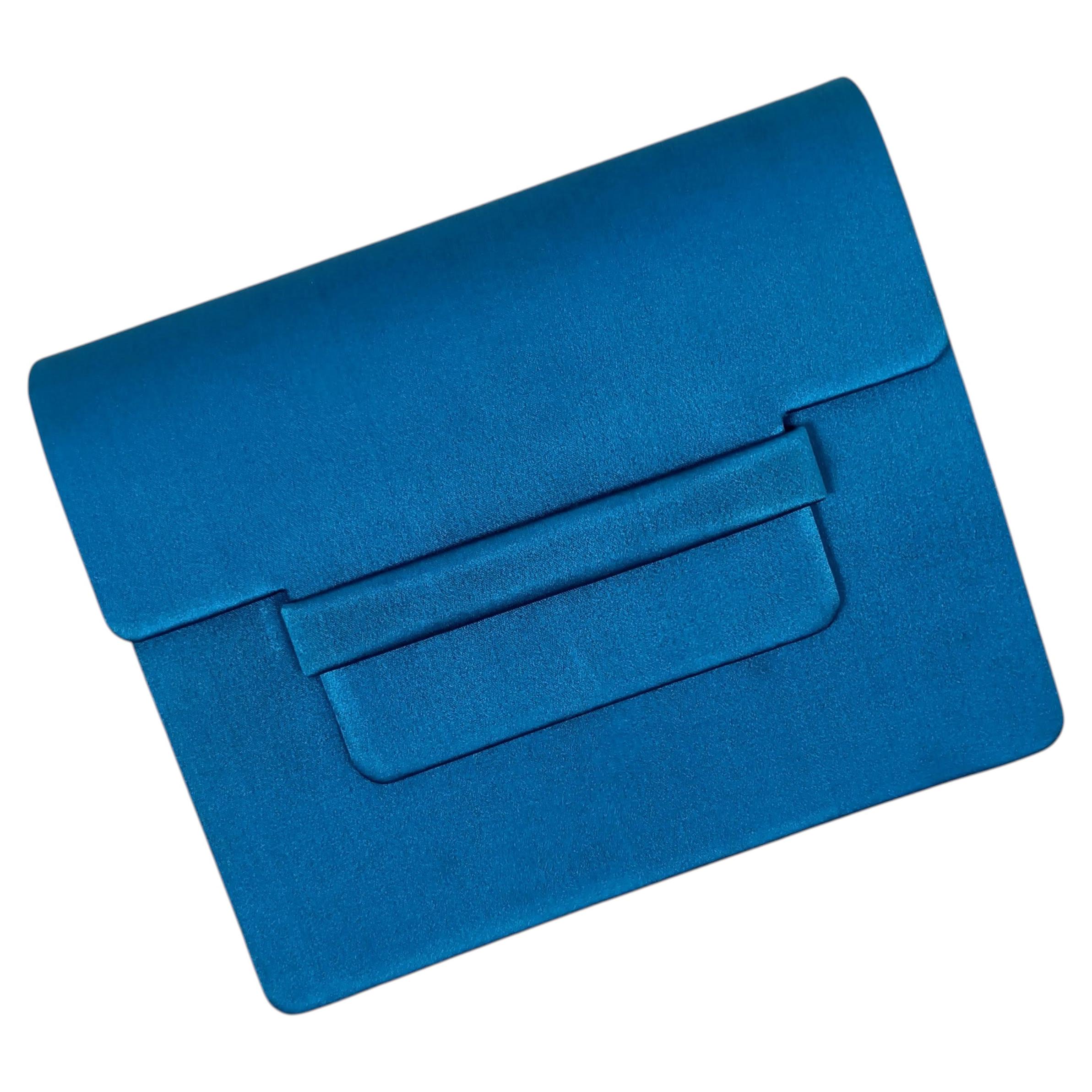 Yves Saint Laurent Vintage 90s Blue Ceremonial Clutch Bag
