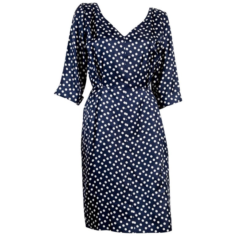 Yves Saint Laurent Polka Dot Silk Dress For Sale at 1stDibs