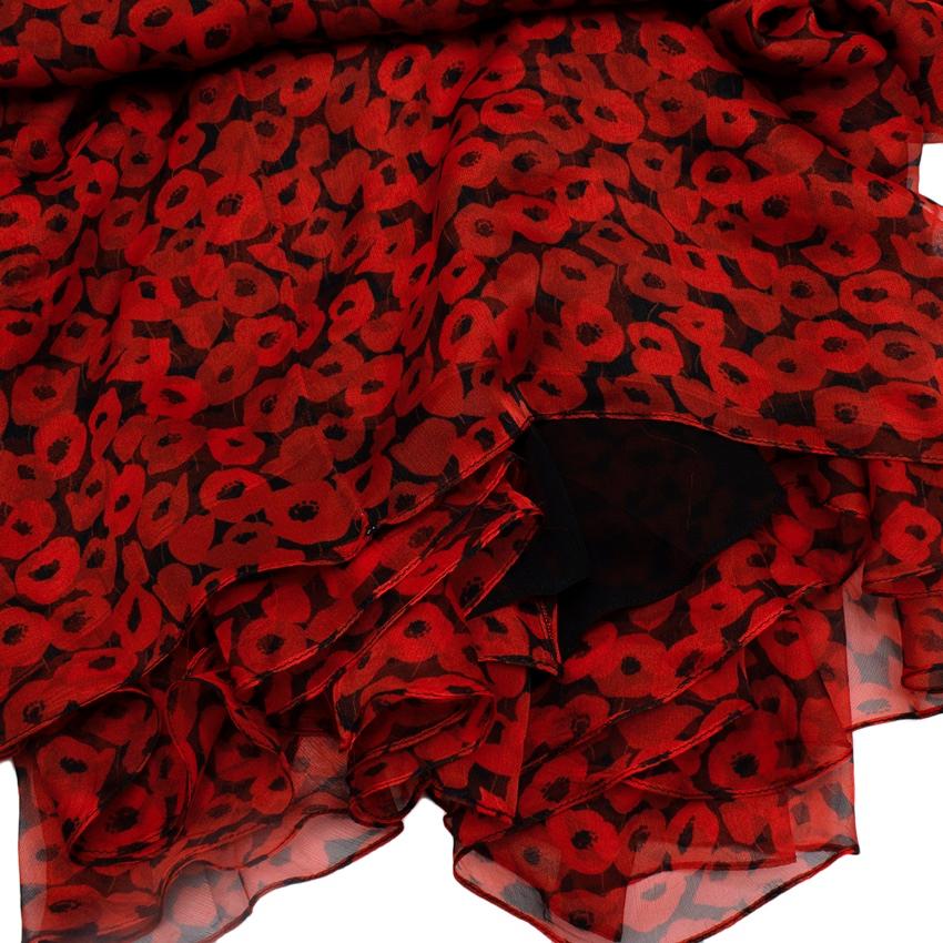 Yves Saint Laurent Poppy Print Silk Midi Dress For Sale 1