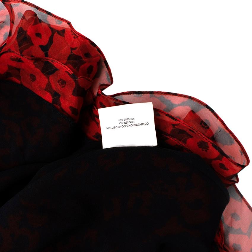 Yves Saint Laurent Poppy Print Silk Midi Dress For Sale 2