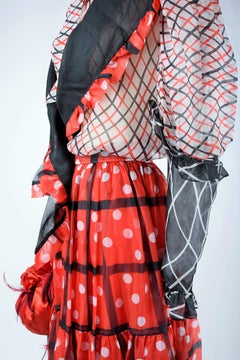Yves Saint Laurent Printed Chiffon Skirt and Shawl Blouse - Spring Summer 1980