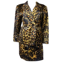 Yves Saint Laurent Abito con gonna in raso con pantera stampata (attribuito a) Circa 1990
