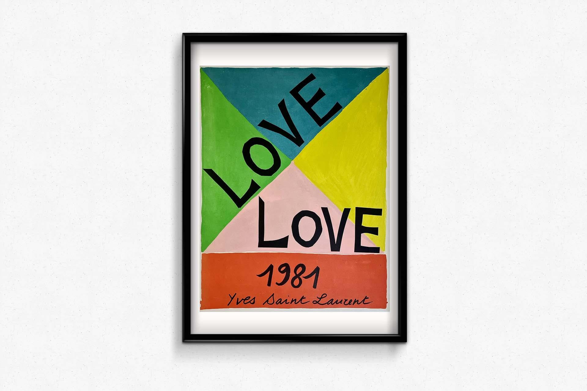 Affiche originale 1981 d'Yves Saint Laurent - LOVE en vente 1