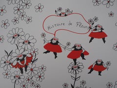 La Vilaine Lulu Among the Flowers - Lithograph