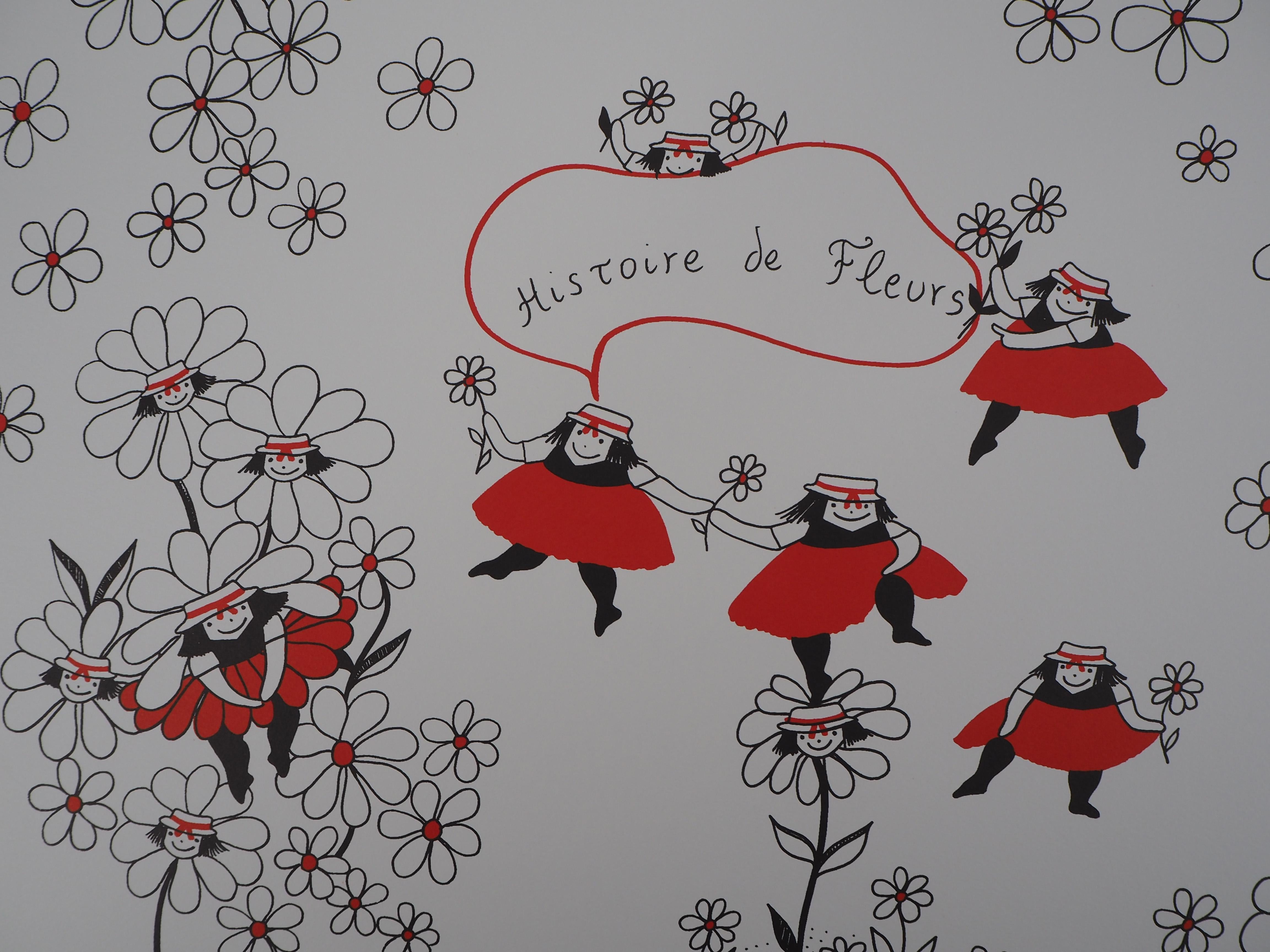 La Vilaine Lulu Among the Flowers - Lithograph - Print by Yves Saint Laurent