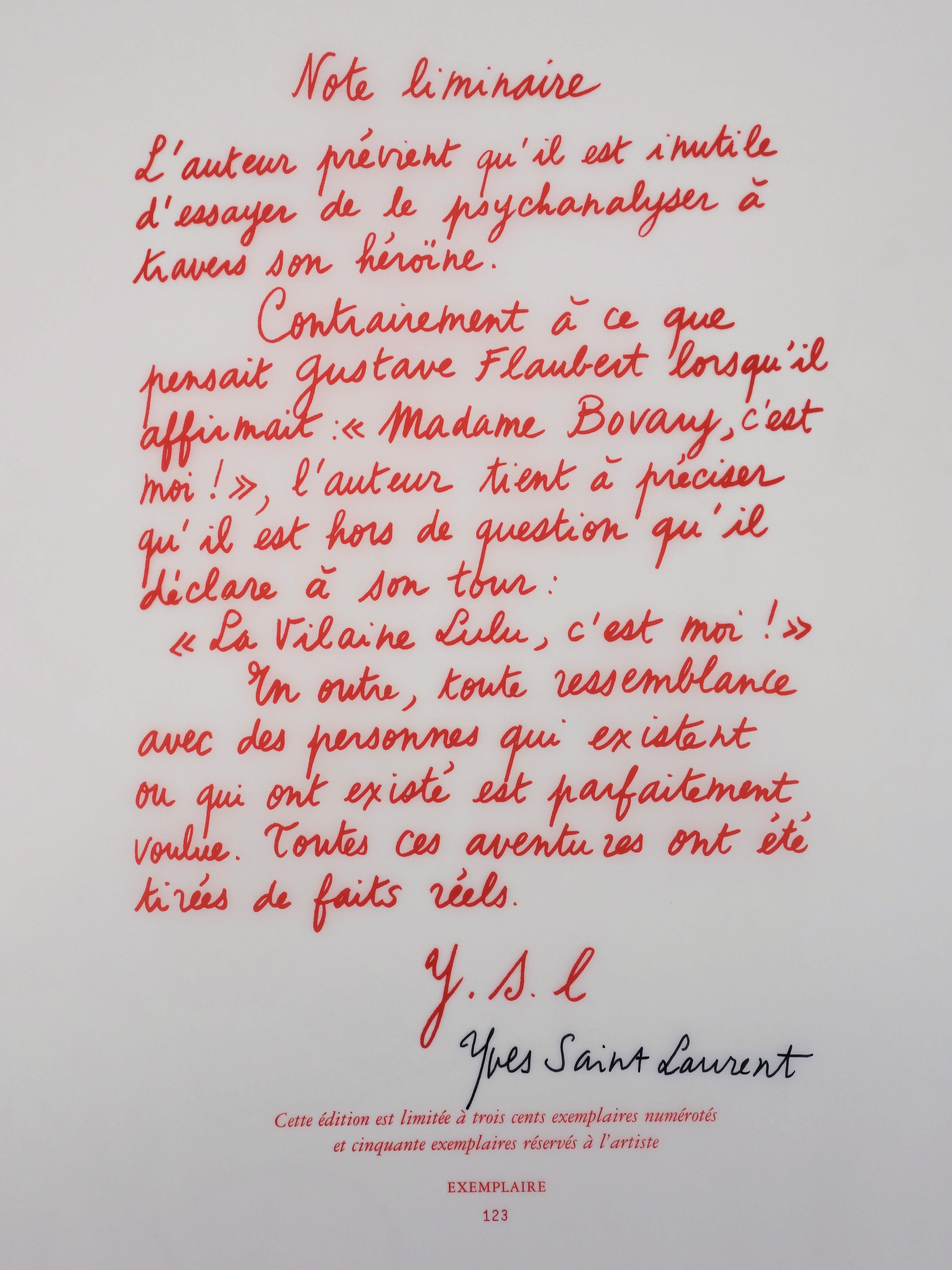 La Vilaine Lulu Among the Flowers - Lithograph - Modern Print by Yves Saint Laurent