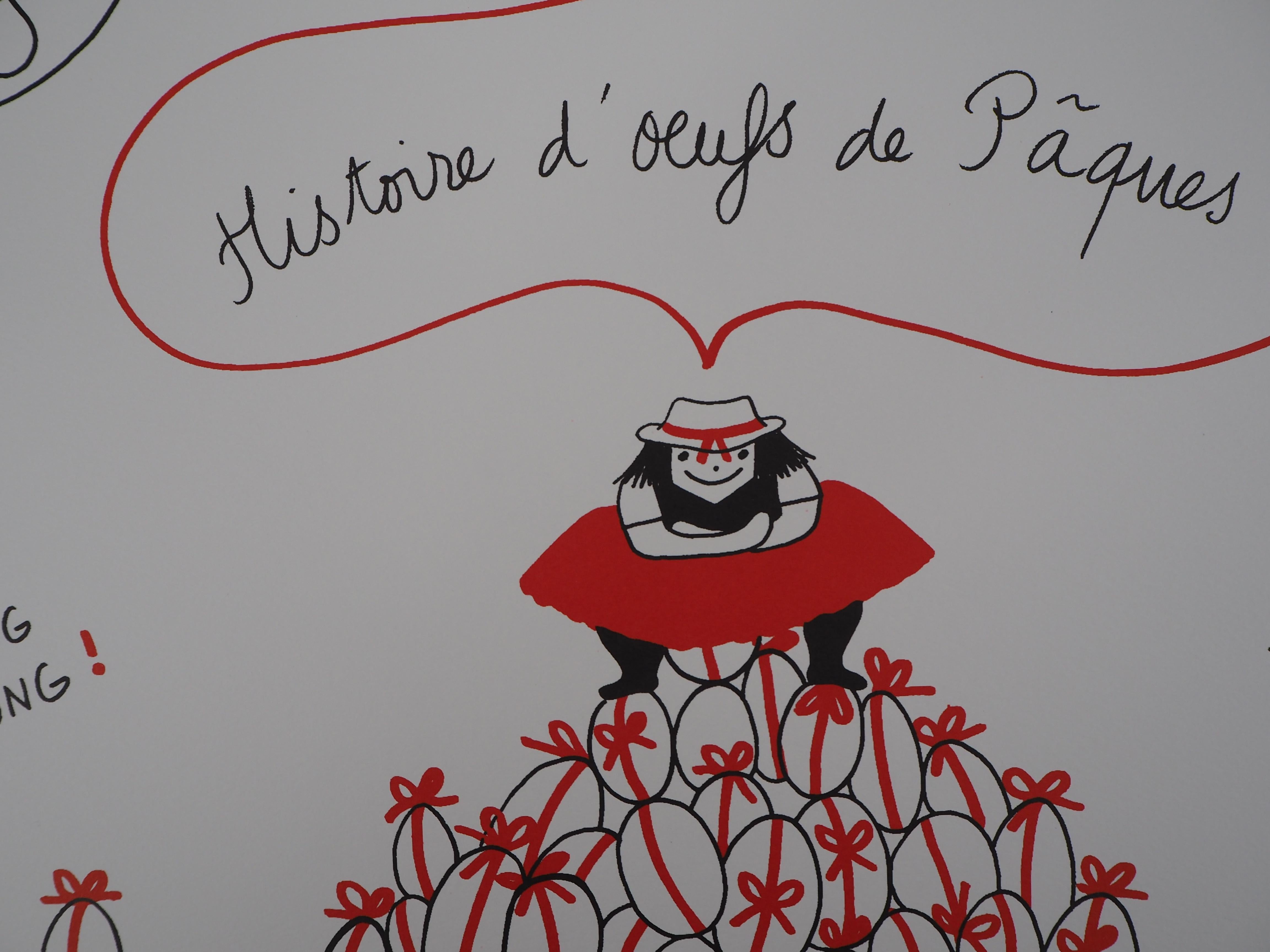 La Vilaine Lulu at Easter Time (Eggs and Bells) - Lithograph - Modern Print by Yves Saint Laurent