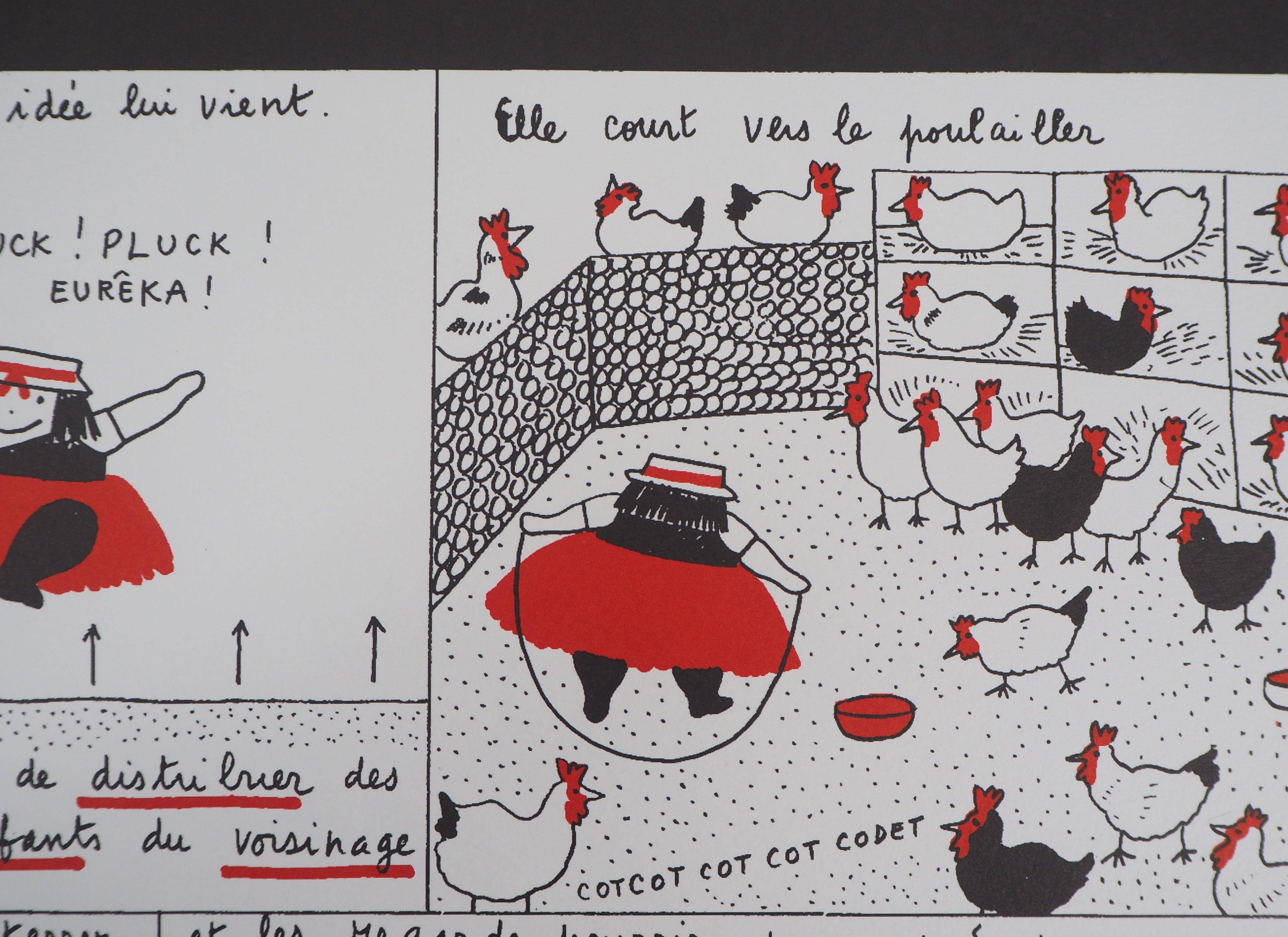 La Vilaine Lulu at Easter Time (Eggs and Bells) - Lithograph - Gray Figurative Print by Yves Saint Laurent