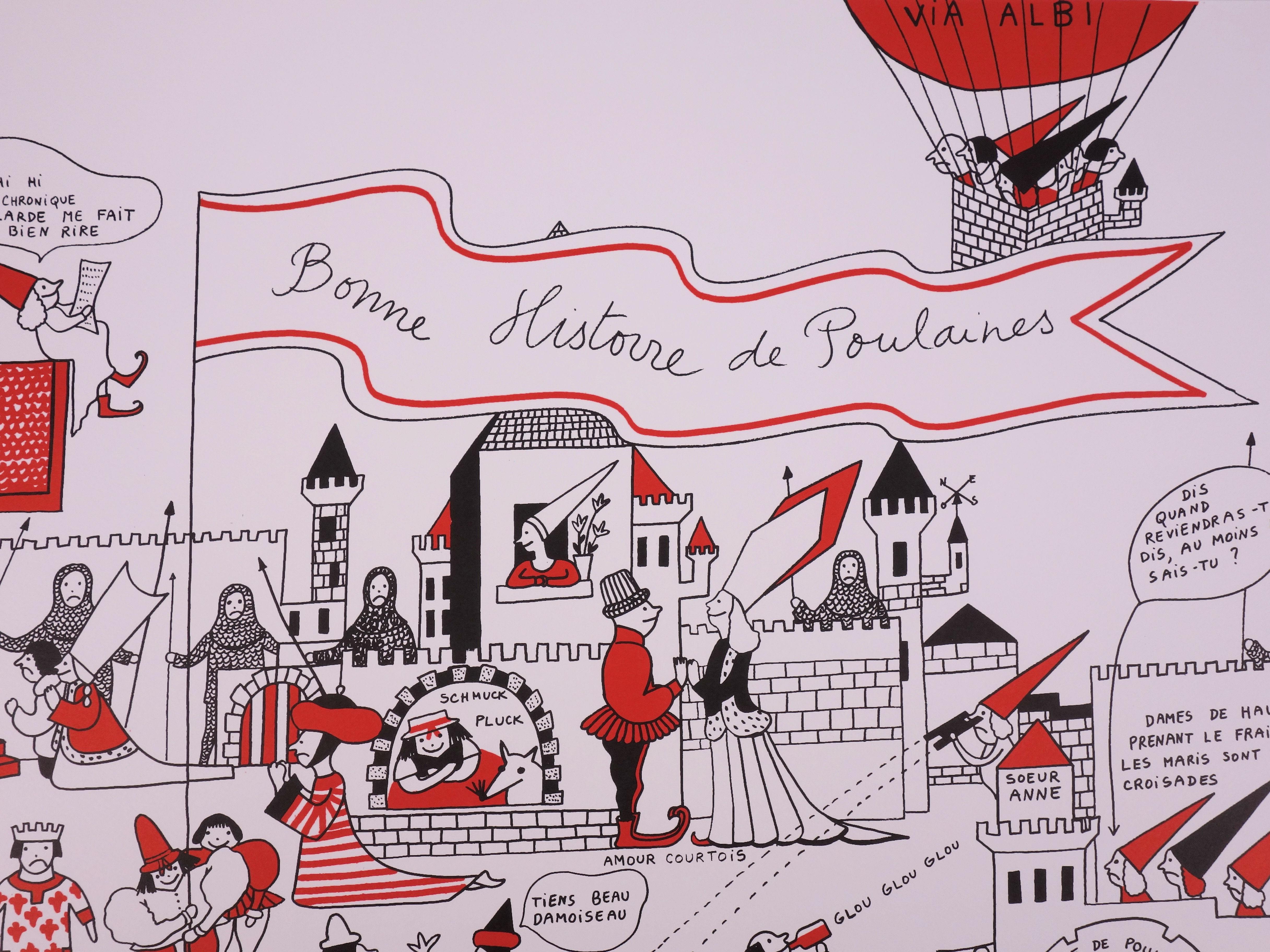 La Vilaine Lulu in Middle Ages - Lithograph - Print by Yves Saint Laurent