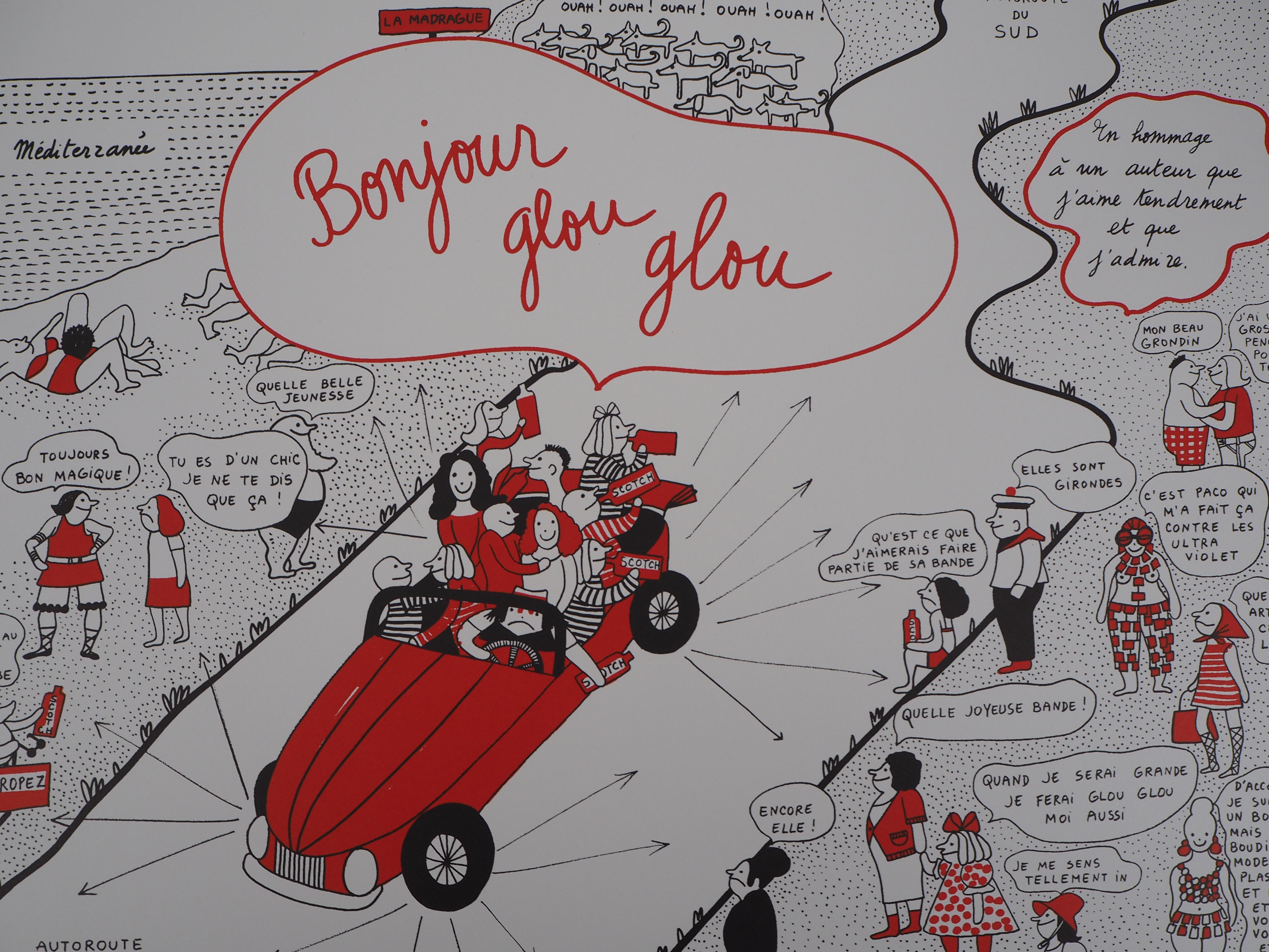La Vilaine Lulu on the Road to Saint Tropez - Lithograph - Print by Yves Saint Laurent