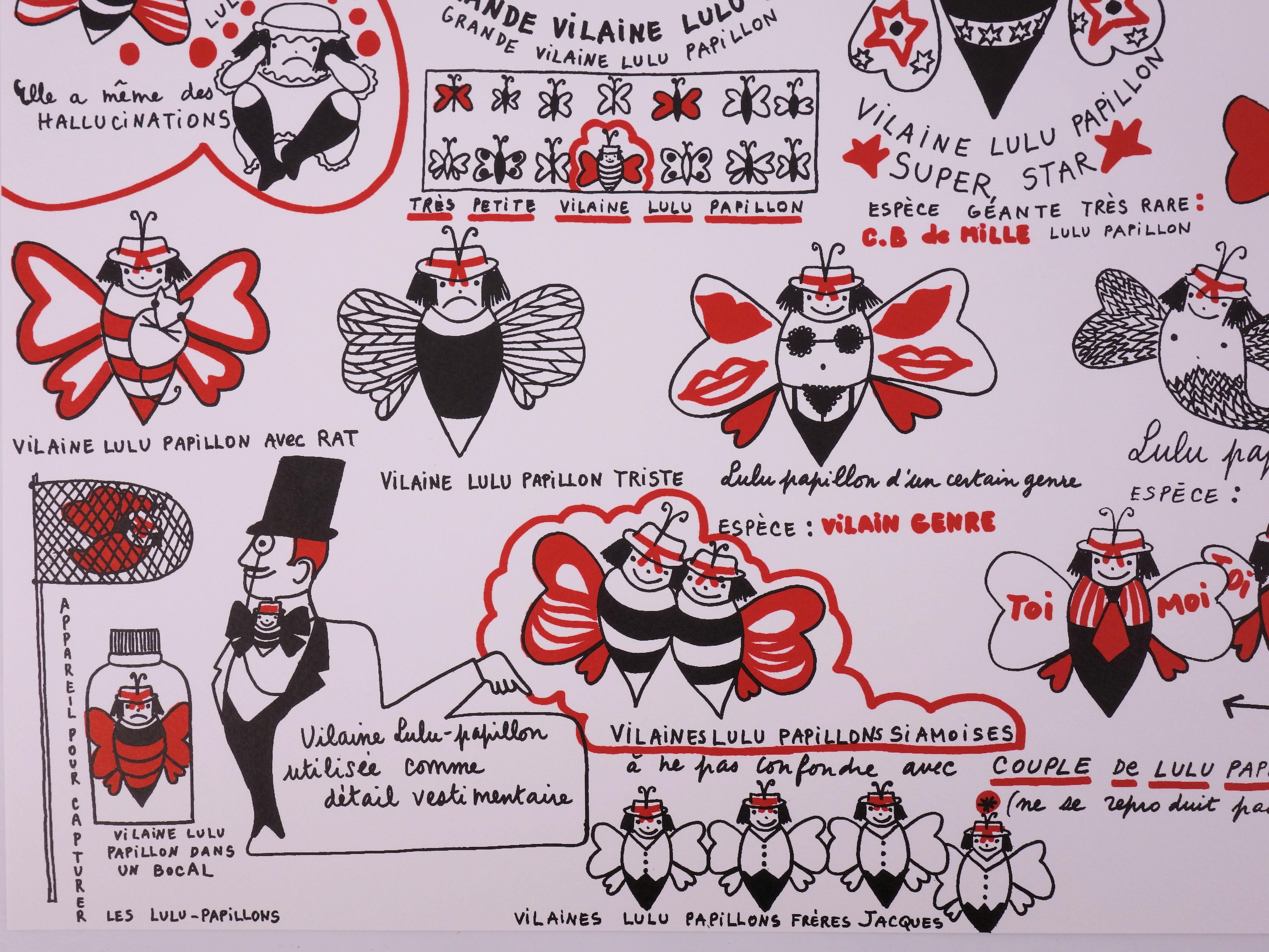 Yves Saint Laurent : La Vilaine Lulu con le farfalle II - Litografia in vendita 2