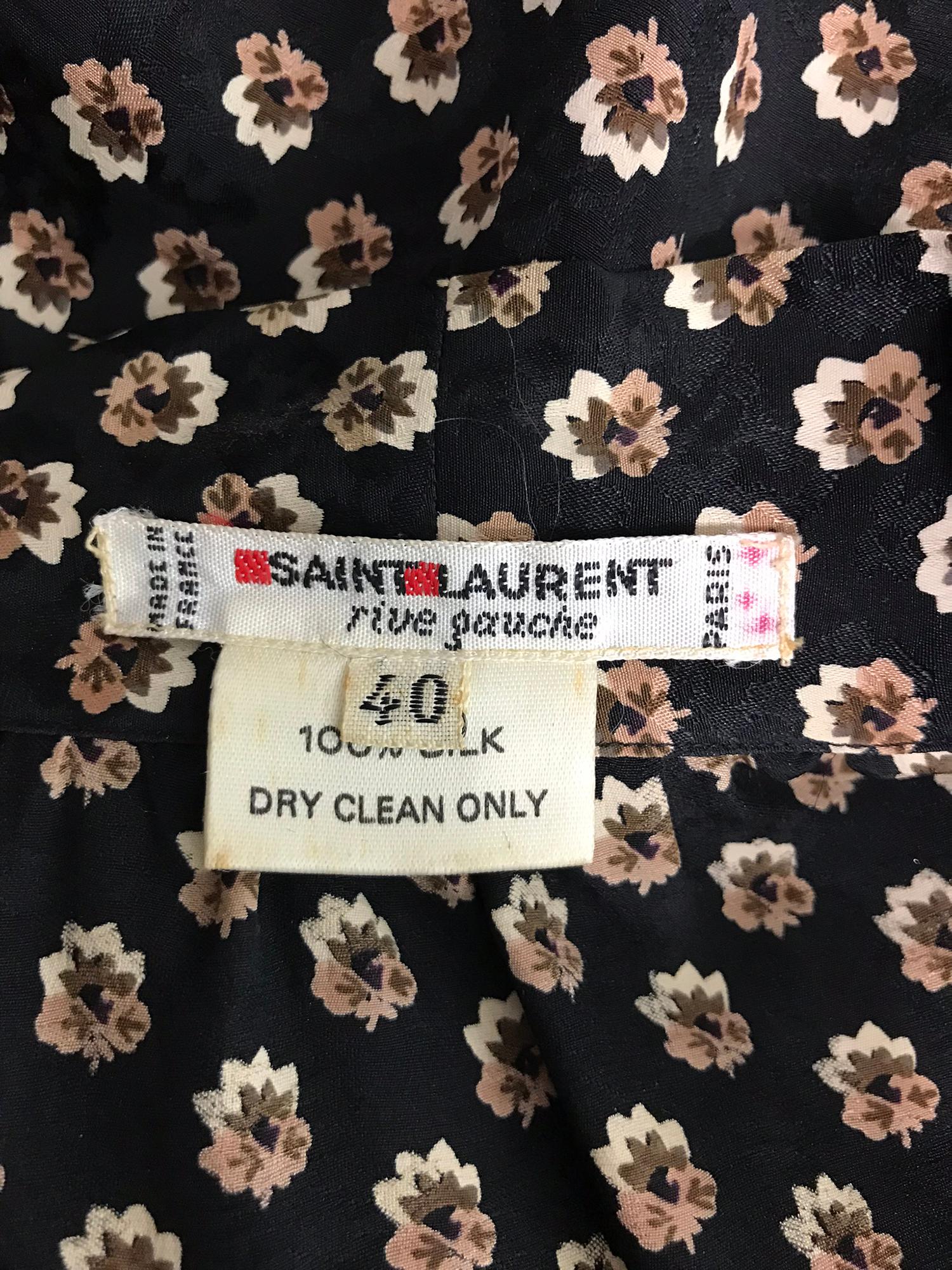 Yves Saint Laurent Provincial Print Silk Bow Neck Blouse 1970s 11