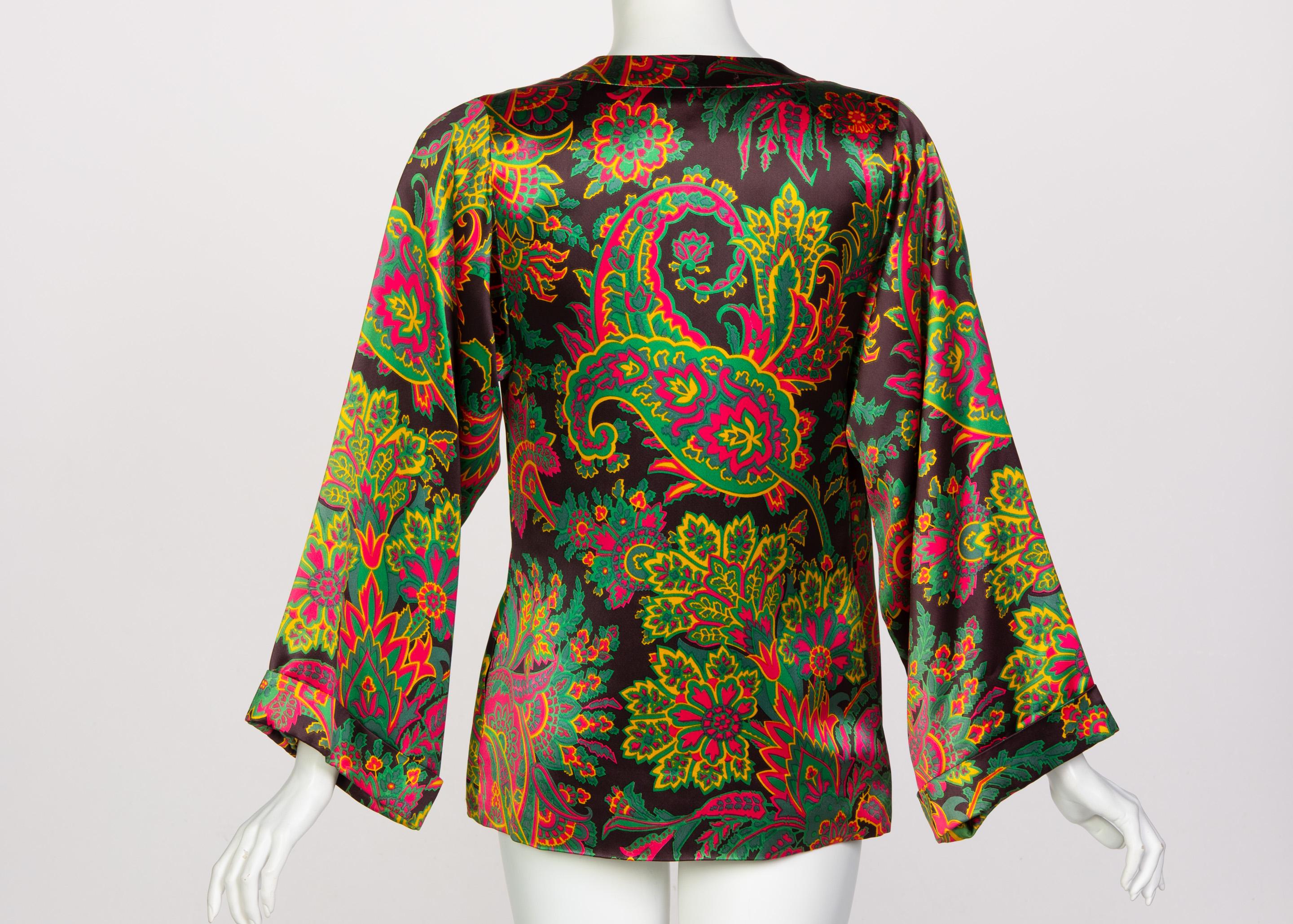 Yves Saint Laurent Psychedelic Paisley Silk Kimono Jacket YSL, 1967 For Sale 1