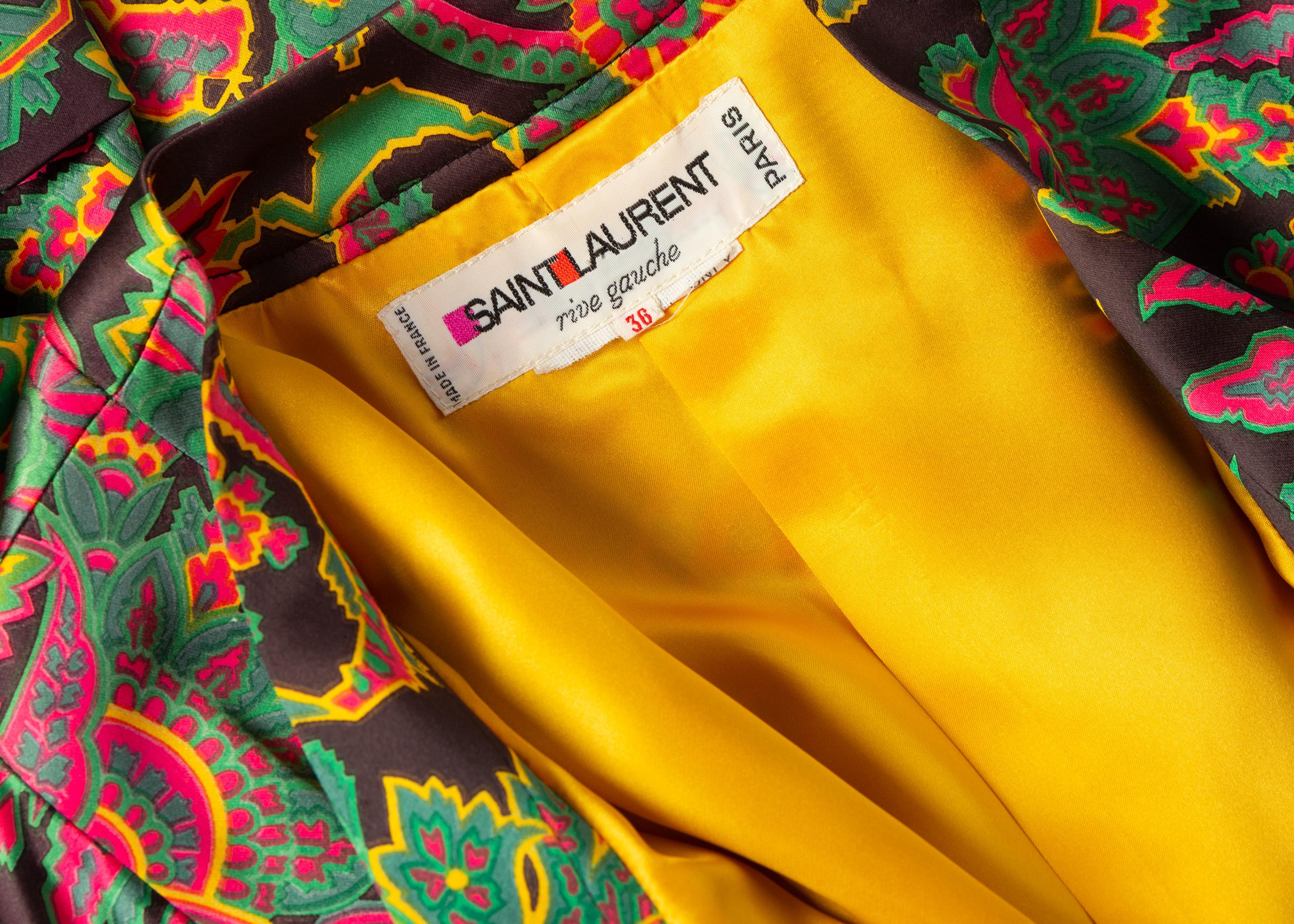 Yves Saint Laurent Psychedelic Paisley Silk Kimono Jacket YSL, 1967 For Sale 3