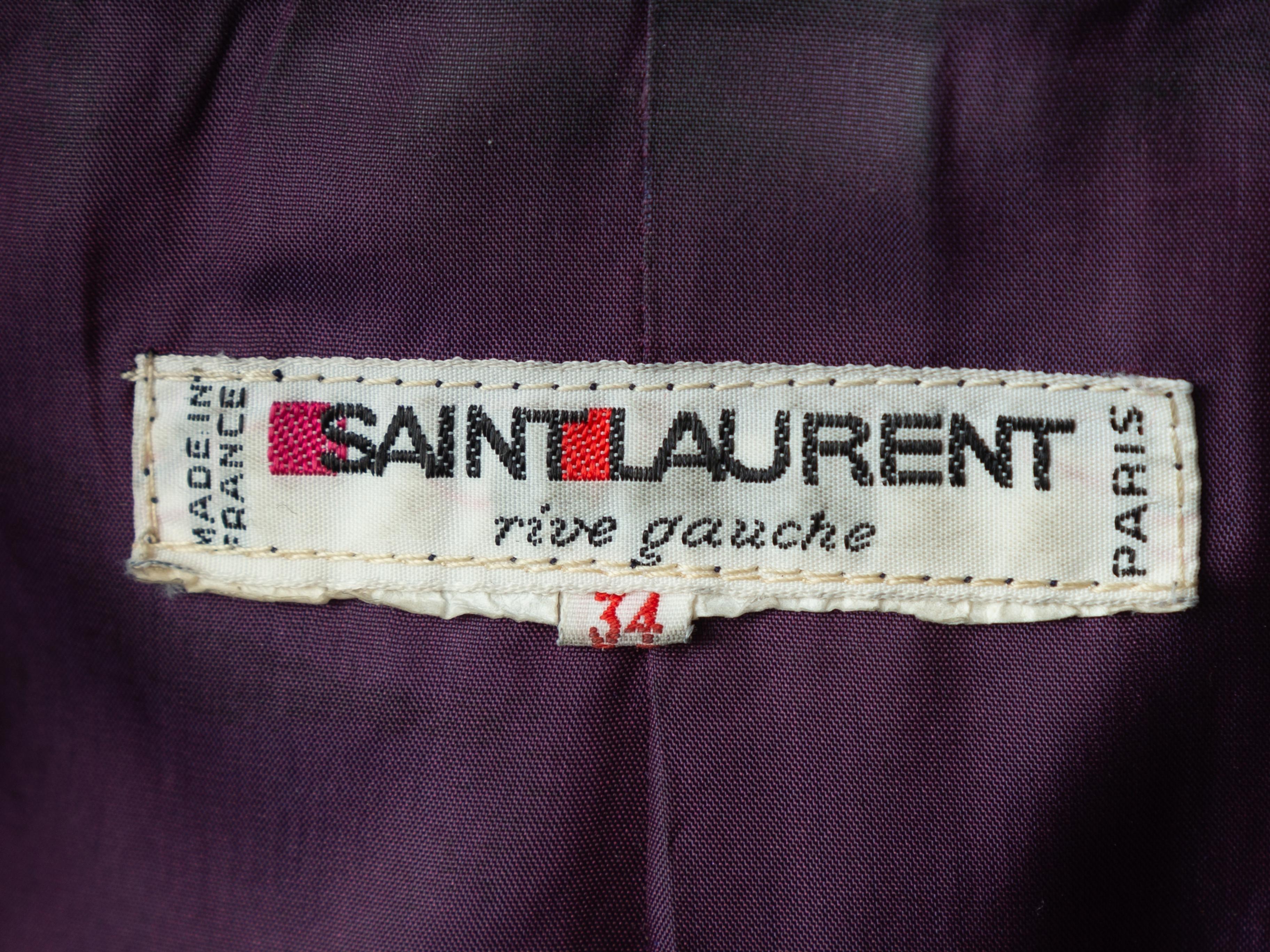 Yves Saint Laurent Purple & Black Wool Blazer In Good Condition In New York, NY